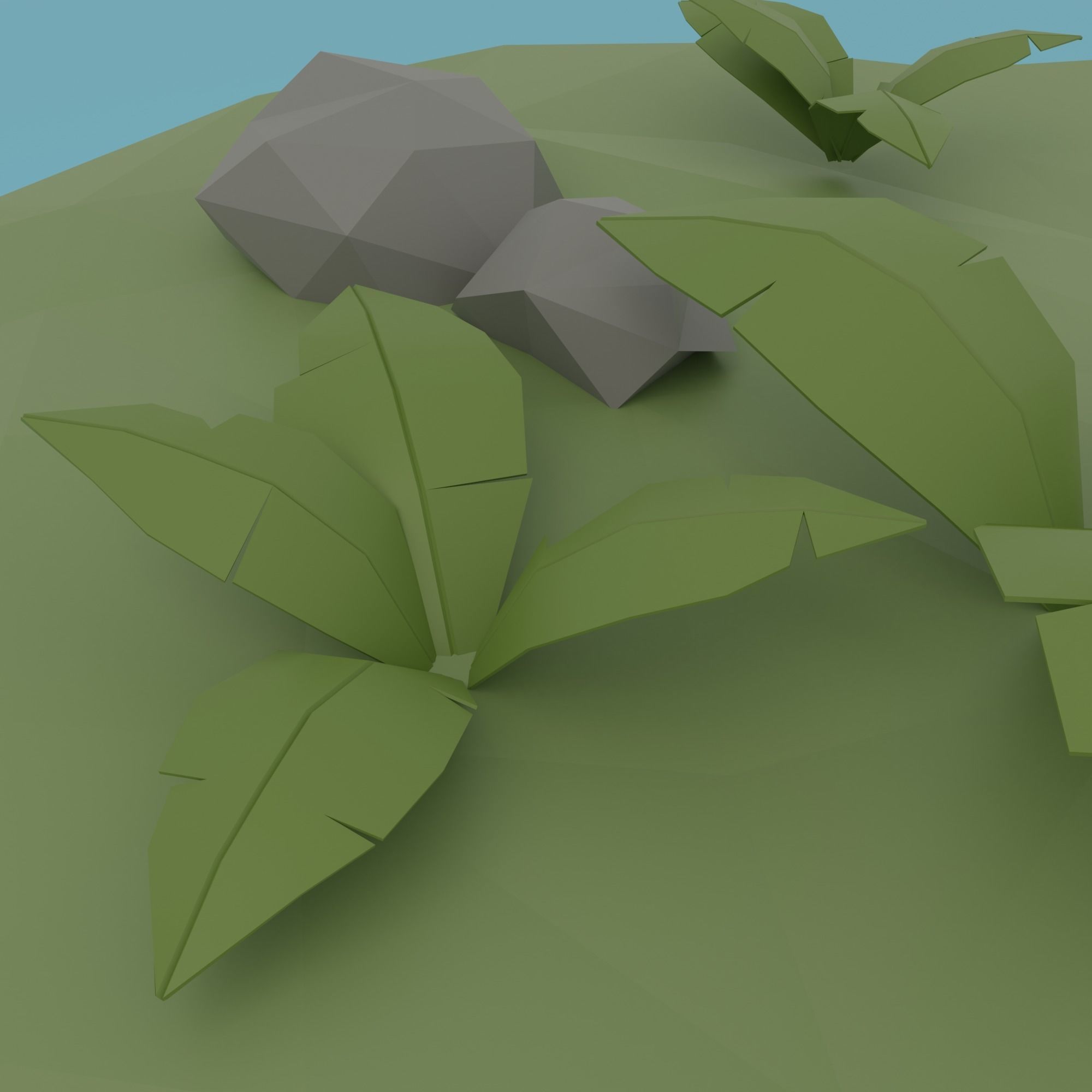 Floating island Low-poly 3D model_4