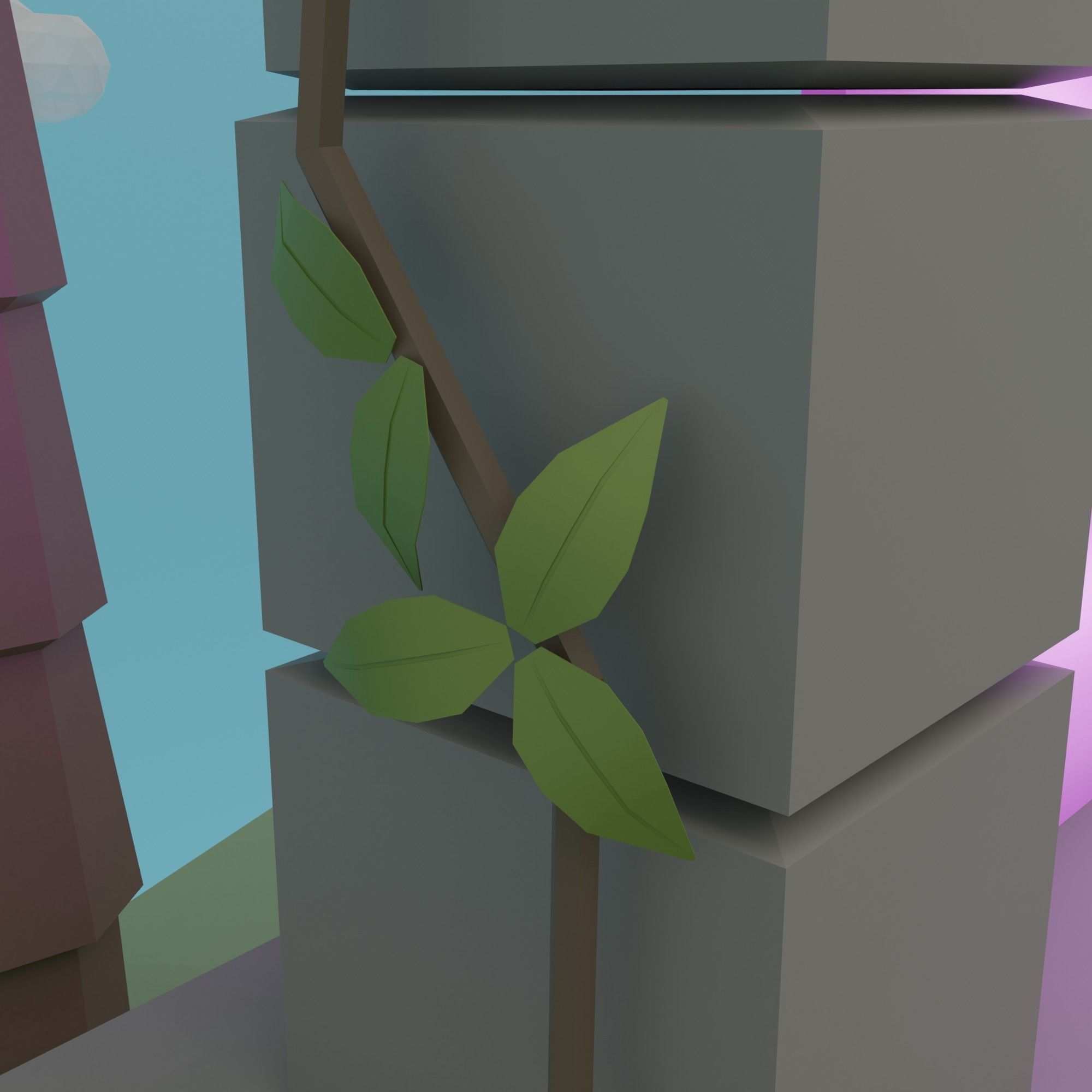 Floating island Low-poly 3D model_14