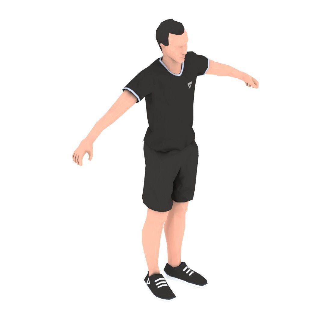 side jump Exercise Man Animation Low-poly 3D model_11