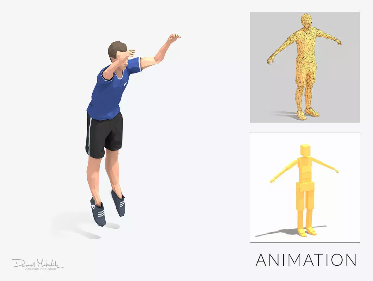 side jump Exercise Man Animation Low-poly 3D model_0