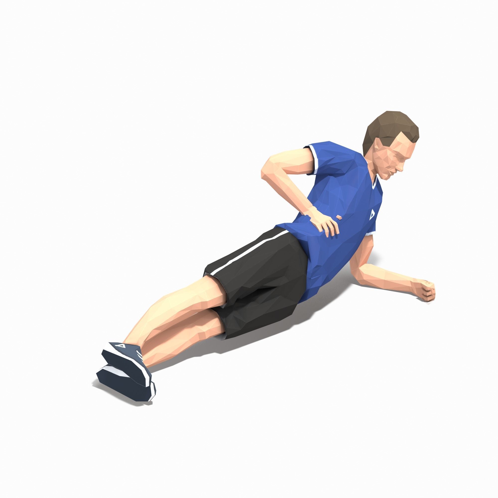 Side plank up and down Exercise Man Animation Low-poly 3D model_4