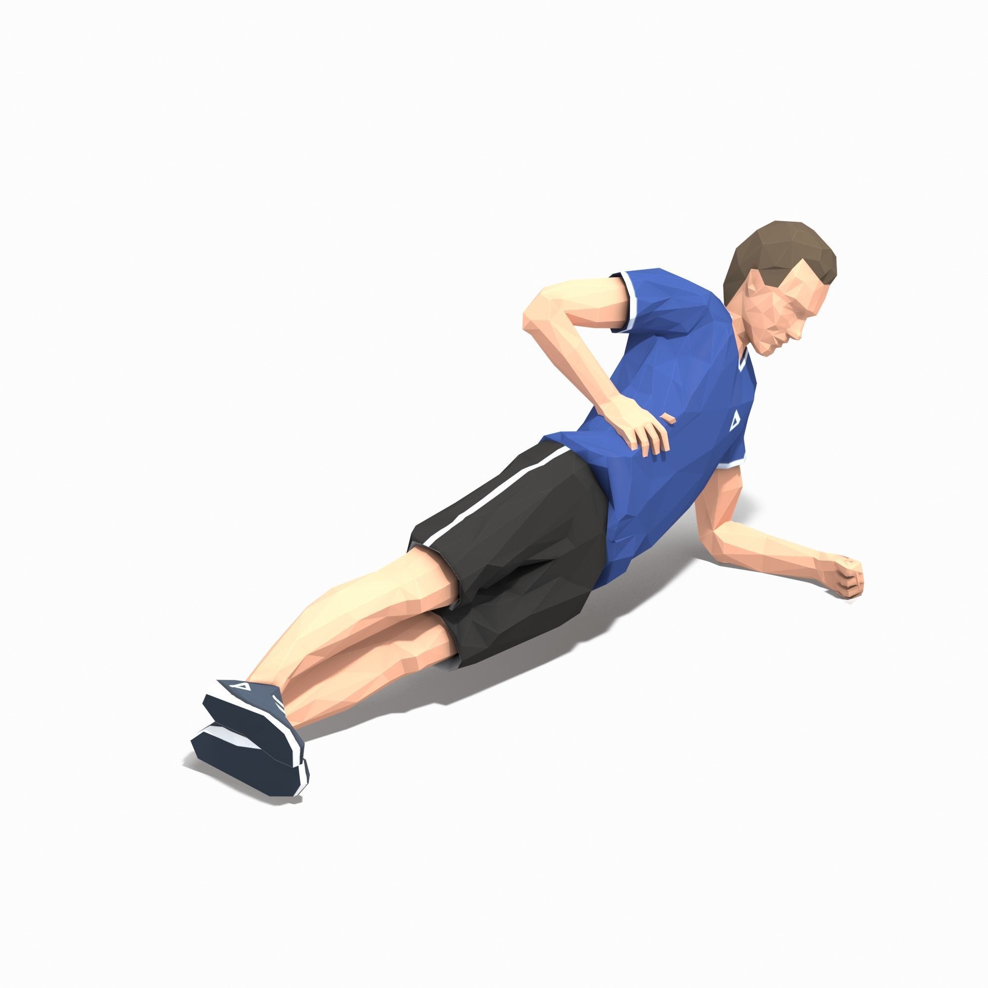 Side plank up and down Exercise Man Animation Low-poly 3D model_2