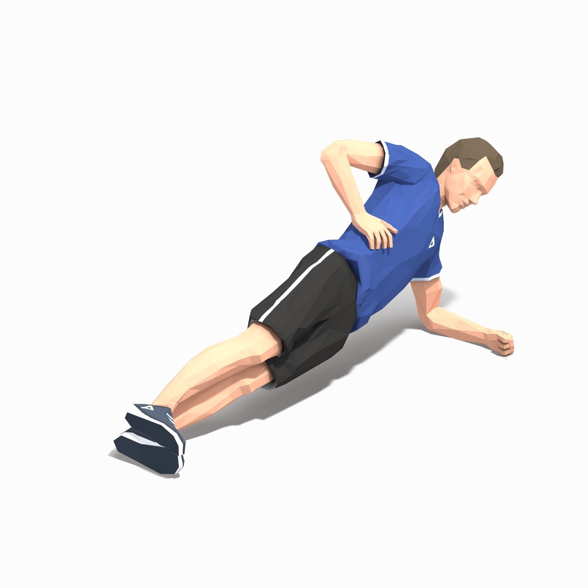 Side plank up and down Exercise Man Animation Low-poly 3D model_1