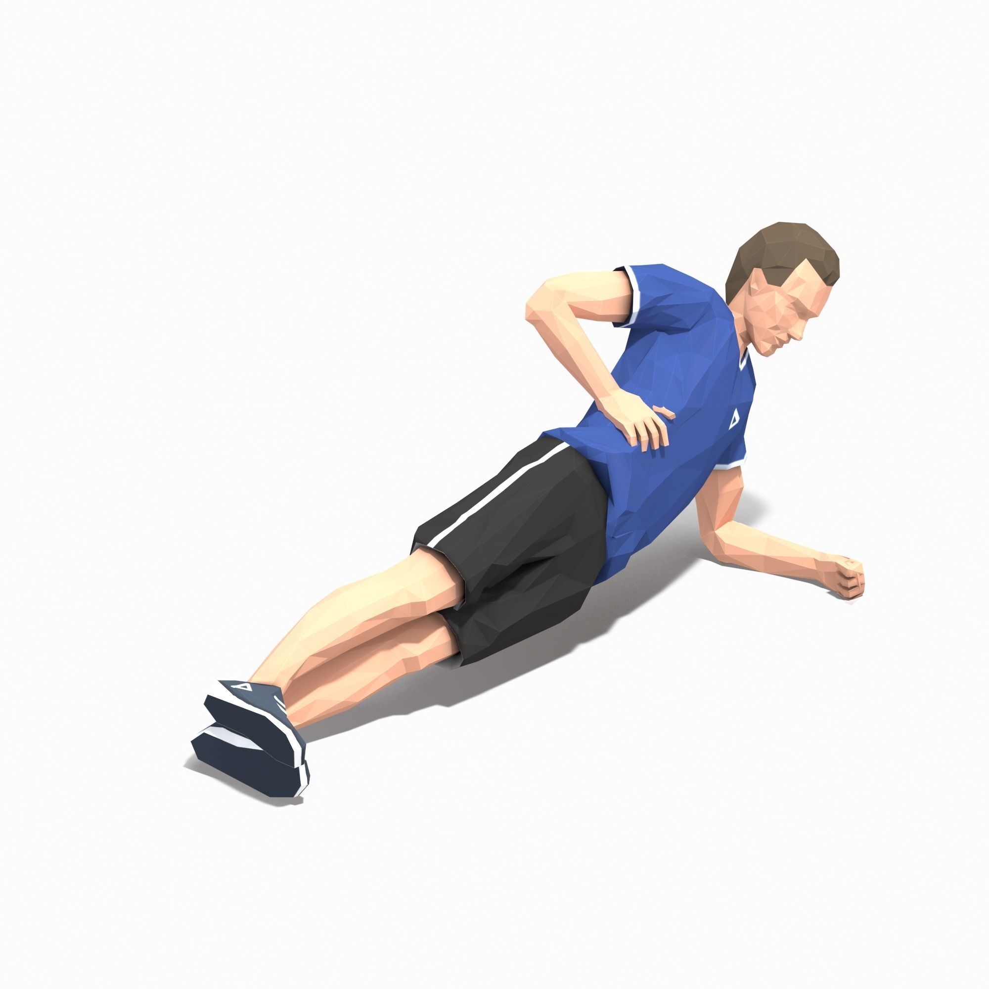 Side plank up and down Exercise Man Animation Low-poly 3D model_3