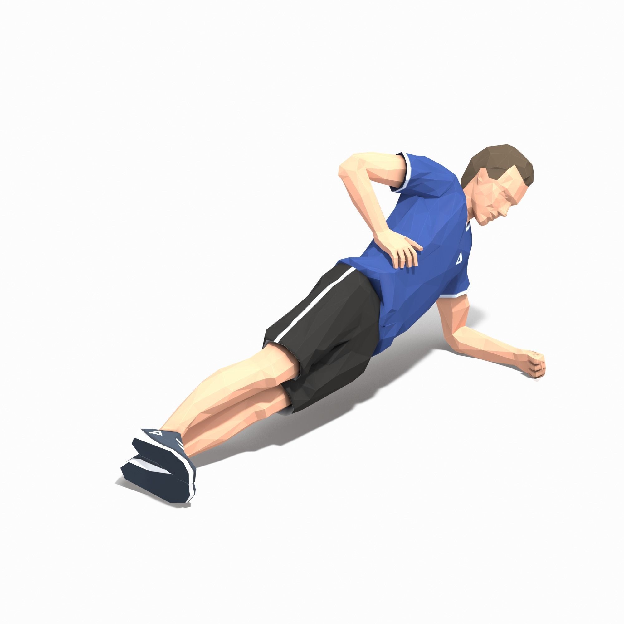 Side plank up and down Exercise Man Animation Low-poly 3D model_12