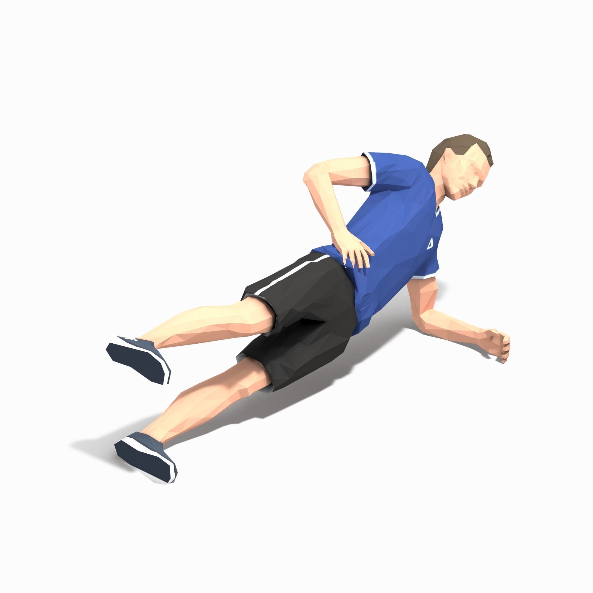 Side Plank With Leg Raise Exercise Man Animation Low-poly 3D model_4