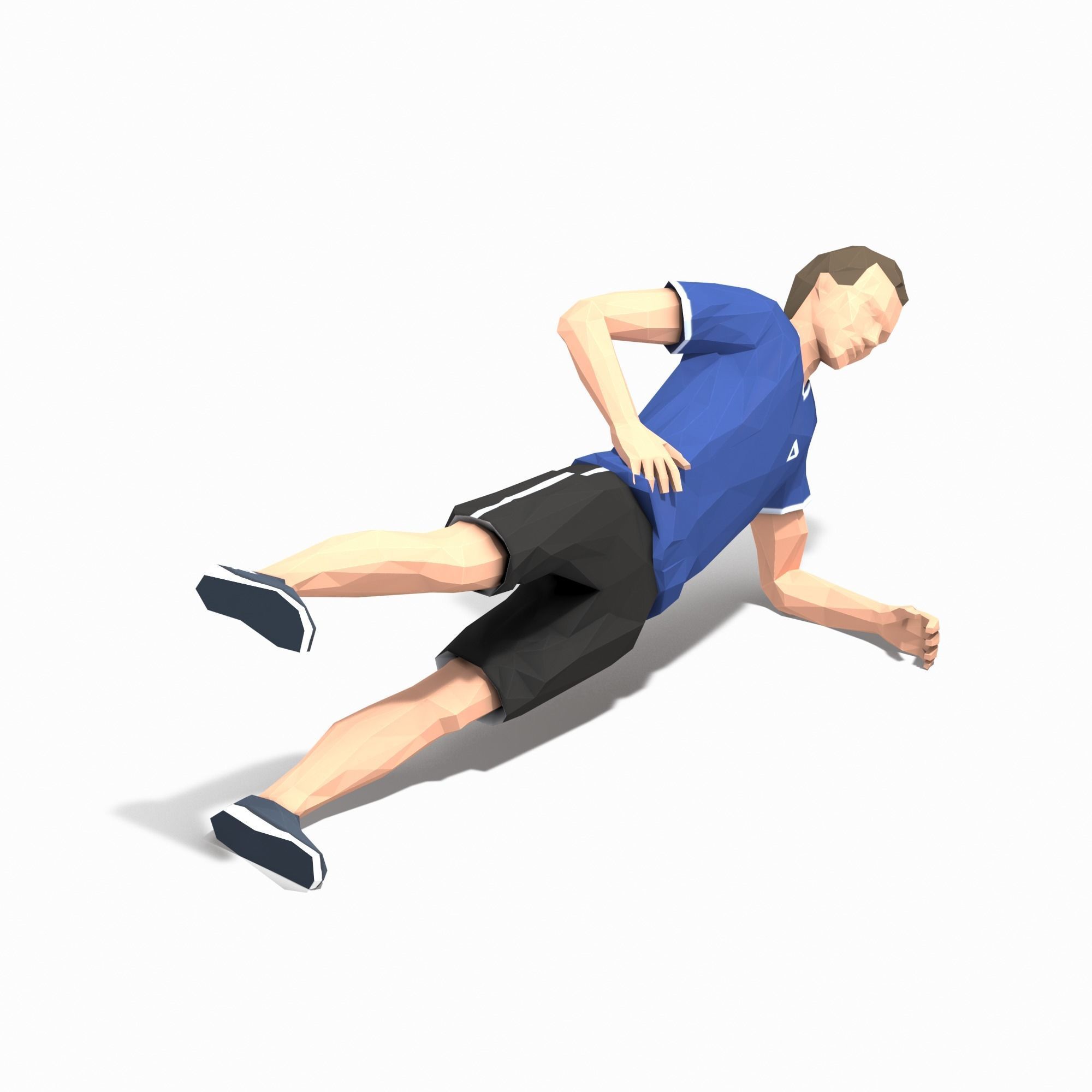 Side Plank With Leg Raise Exercise Man Animation Low-poly 3D model_2