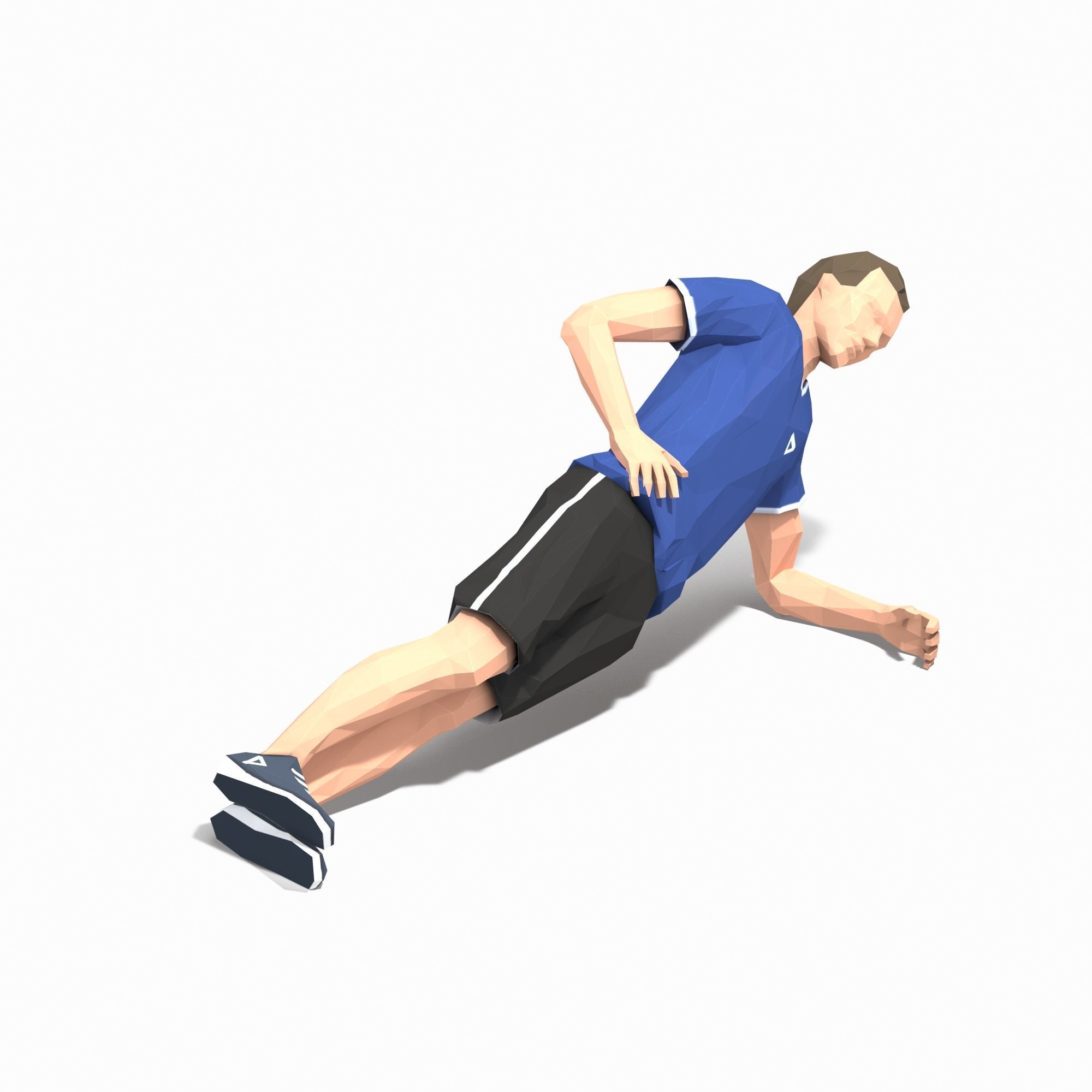 Side Plank With Leg Raise Exercise Man Animation Low-poly 3D model_1