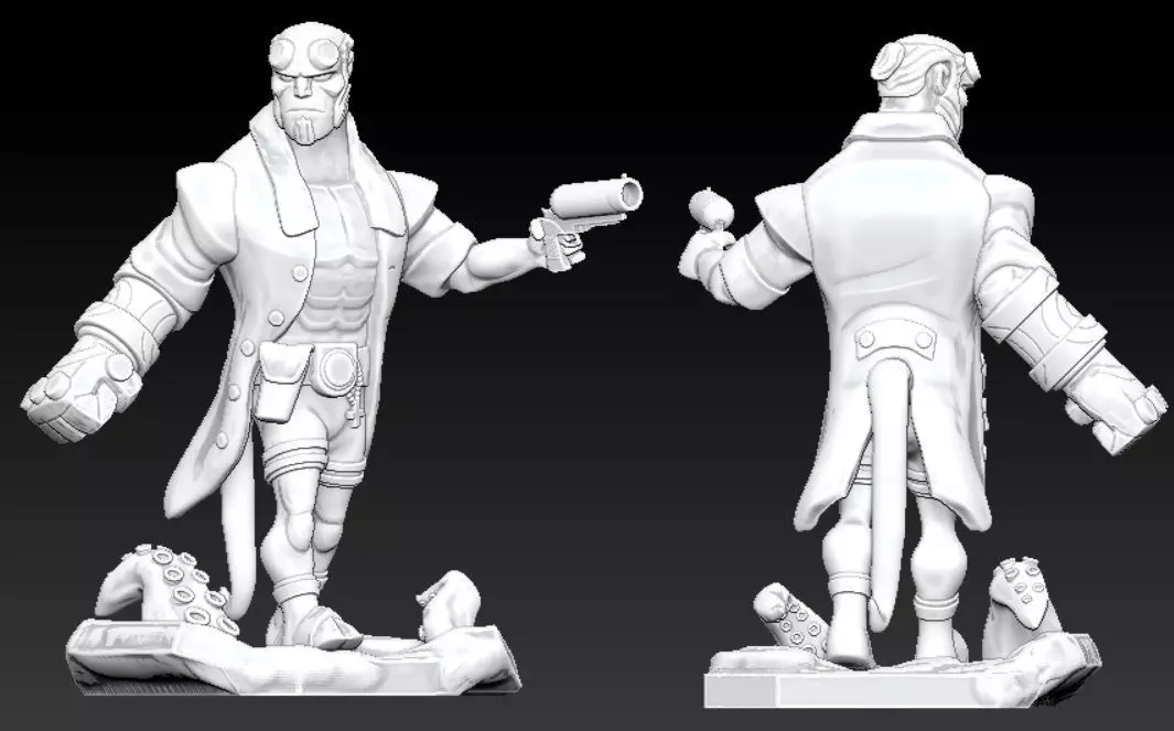 Hellboy figure of man holding gun Free 3D print model