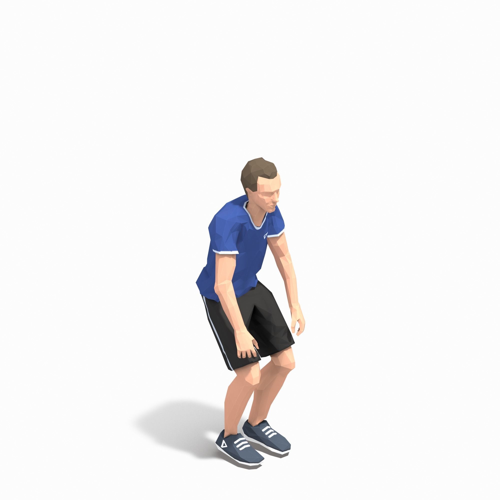 Jumping Squats Exercise Man Animation Low-poly 3D model_5