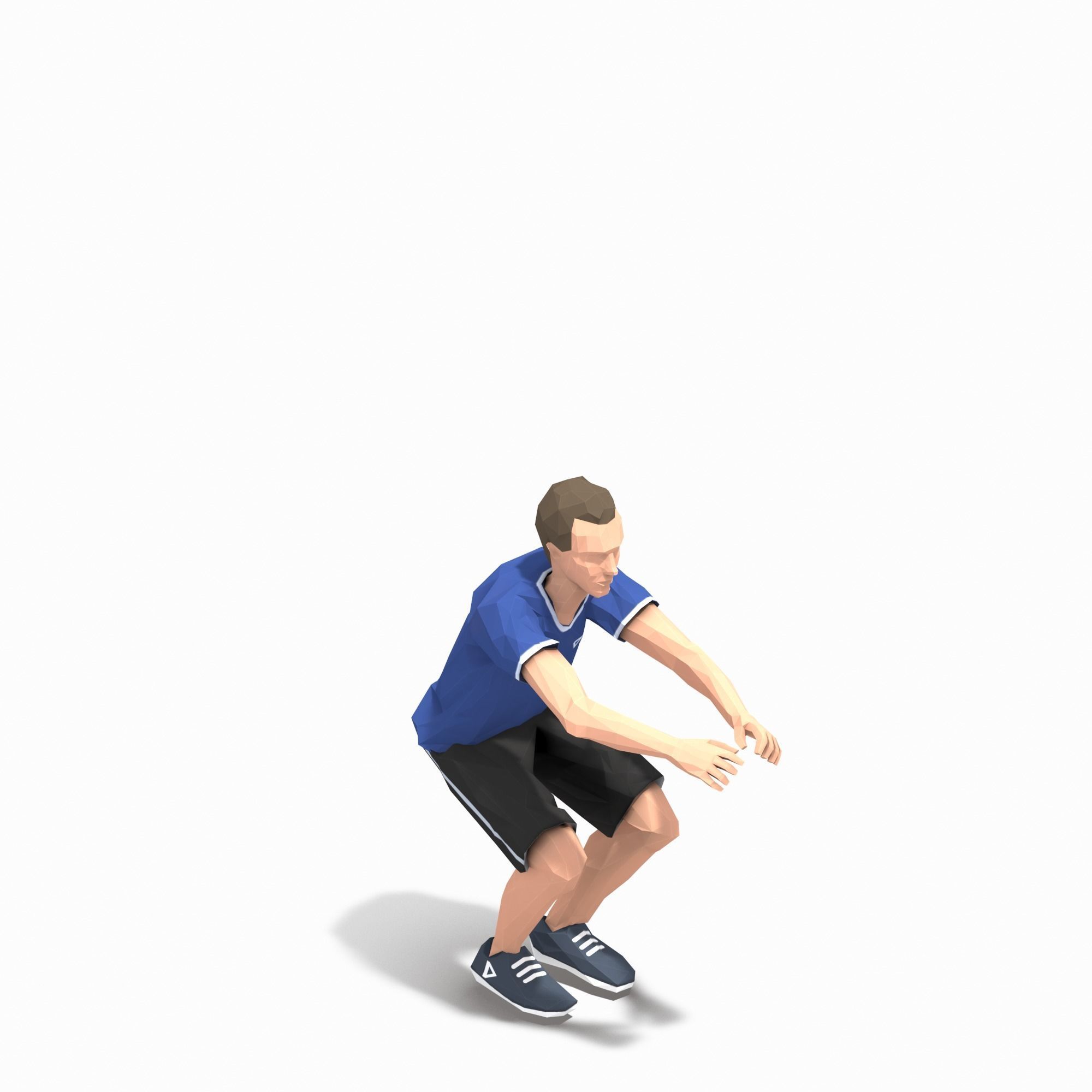 Jumping Squats Exercise Man Animation Low-poly 3D model_1