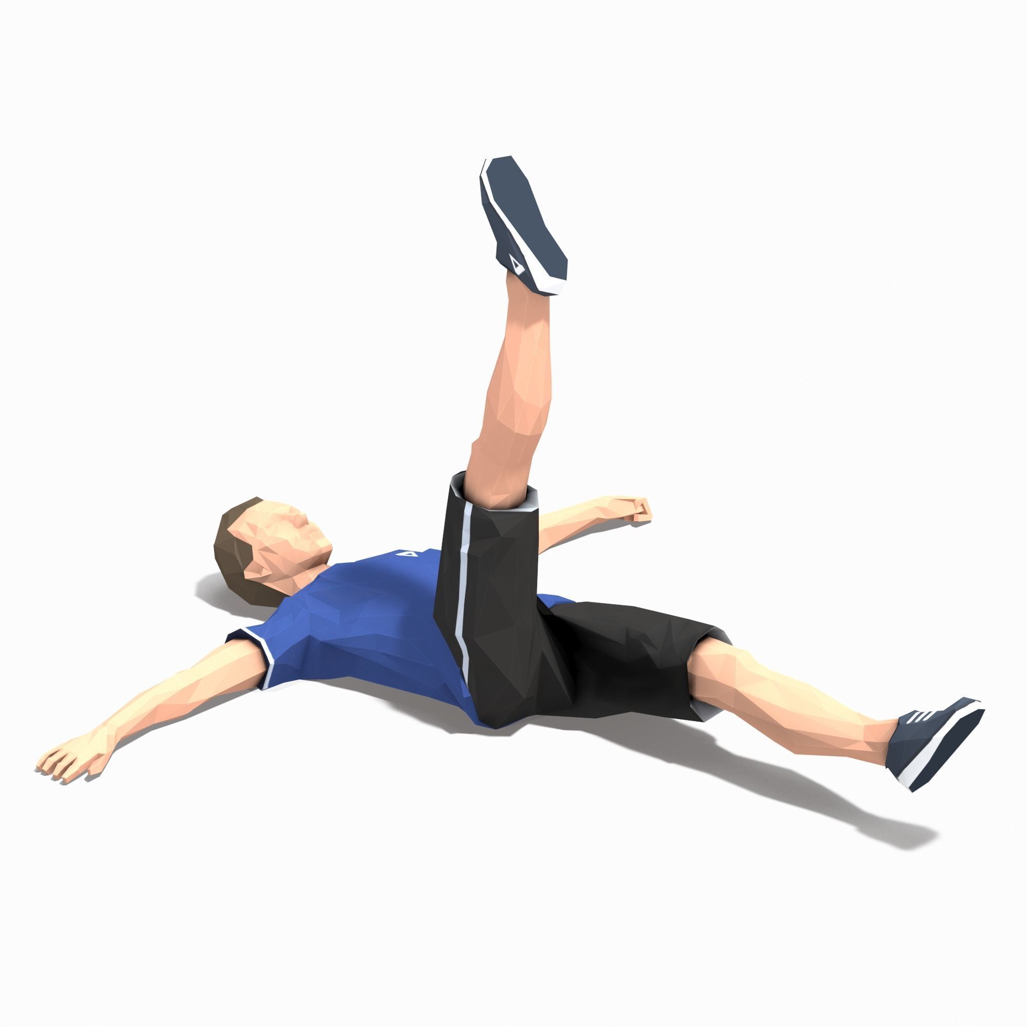 single leg raiser Exercise Man Animation Low-poly 3D model_10