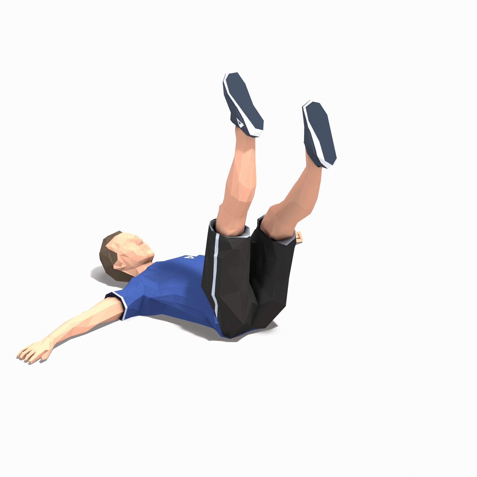 single leg raiser Exercise Man Animation Low-poly 3D model_12
