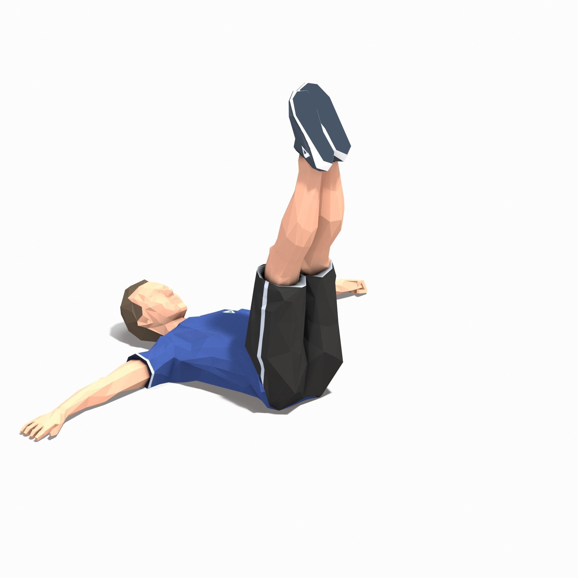 single leg raiser Exercise Man Animation Low-poly 3D model_1