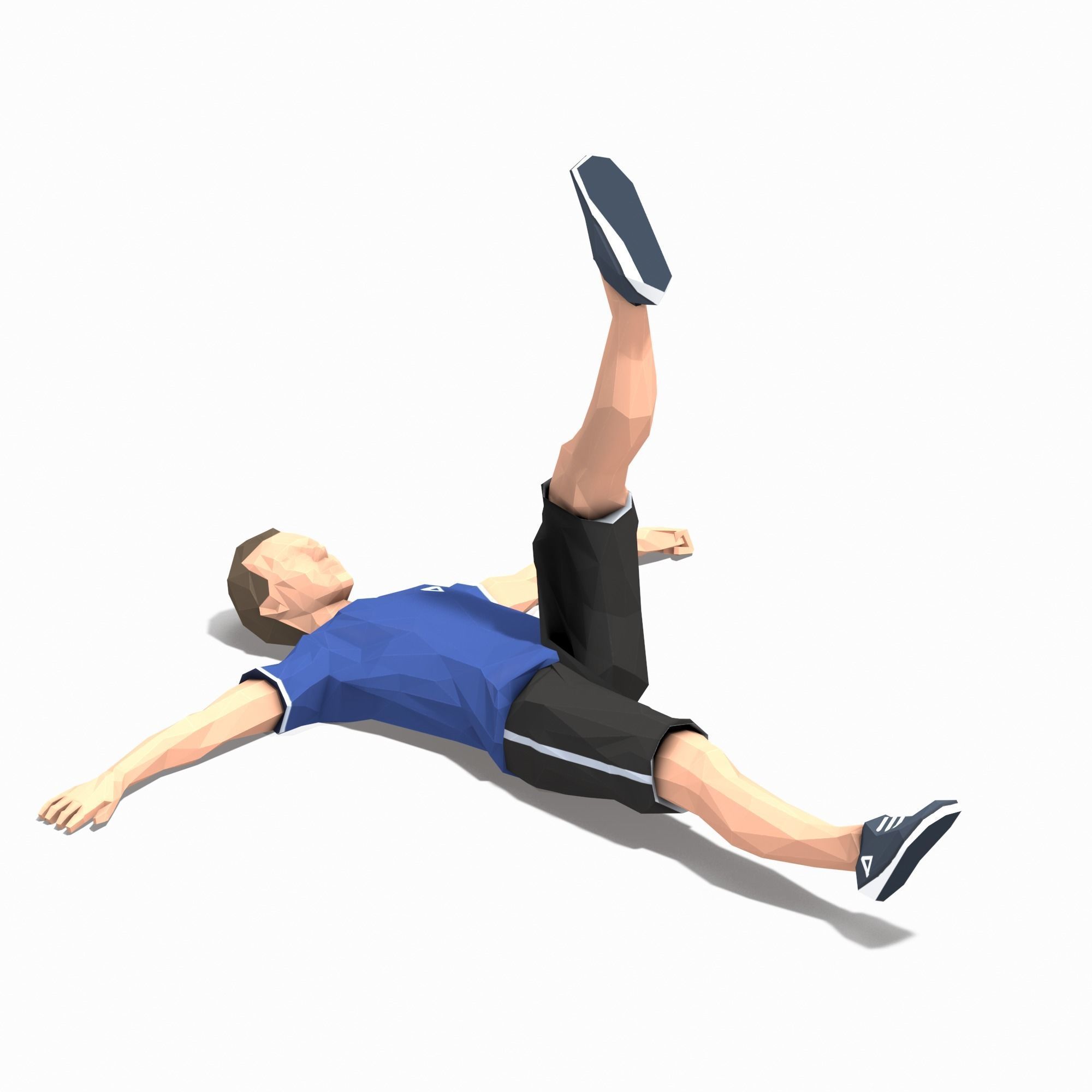single leg raiser Exercise Man Animation Low-poly 3D model_4