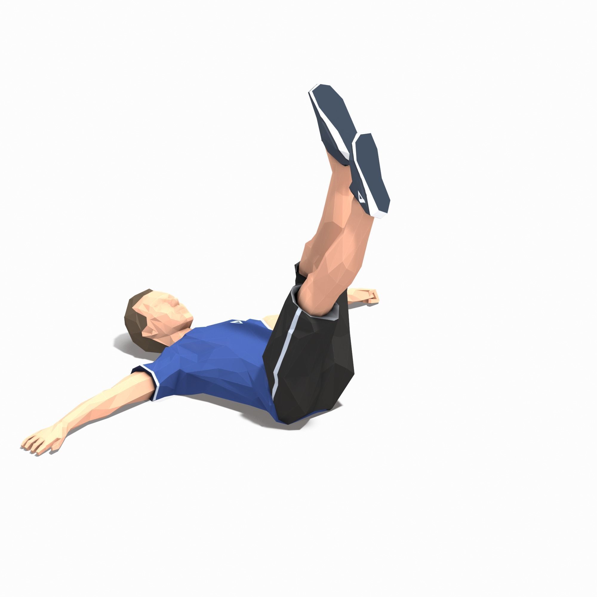 single leg raiser Exercise Man Animation Low-poly 3D model_6