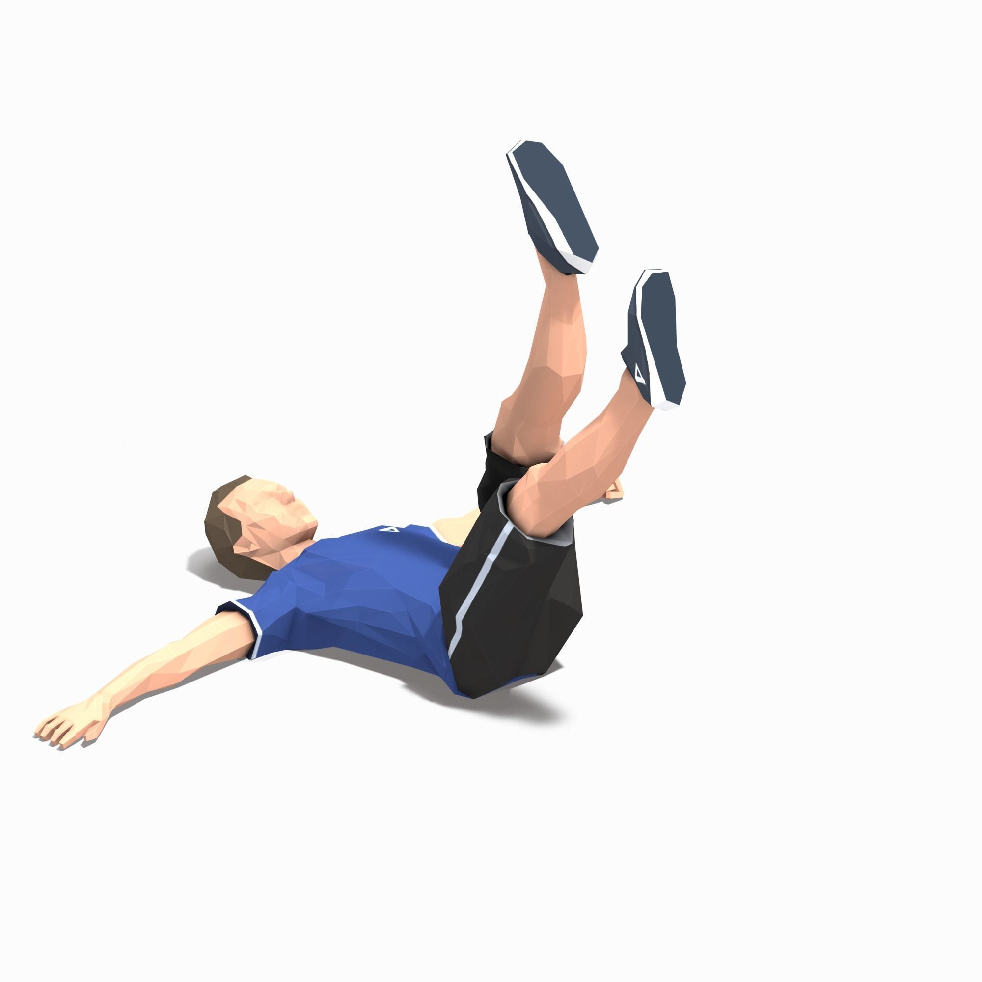 single leg raiser Exercise Man Animation Low-poly 3D model_2