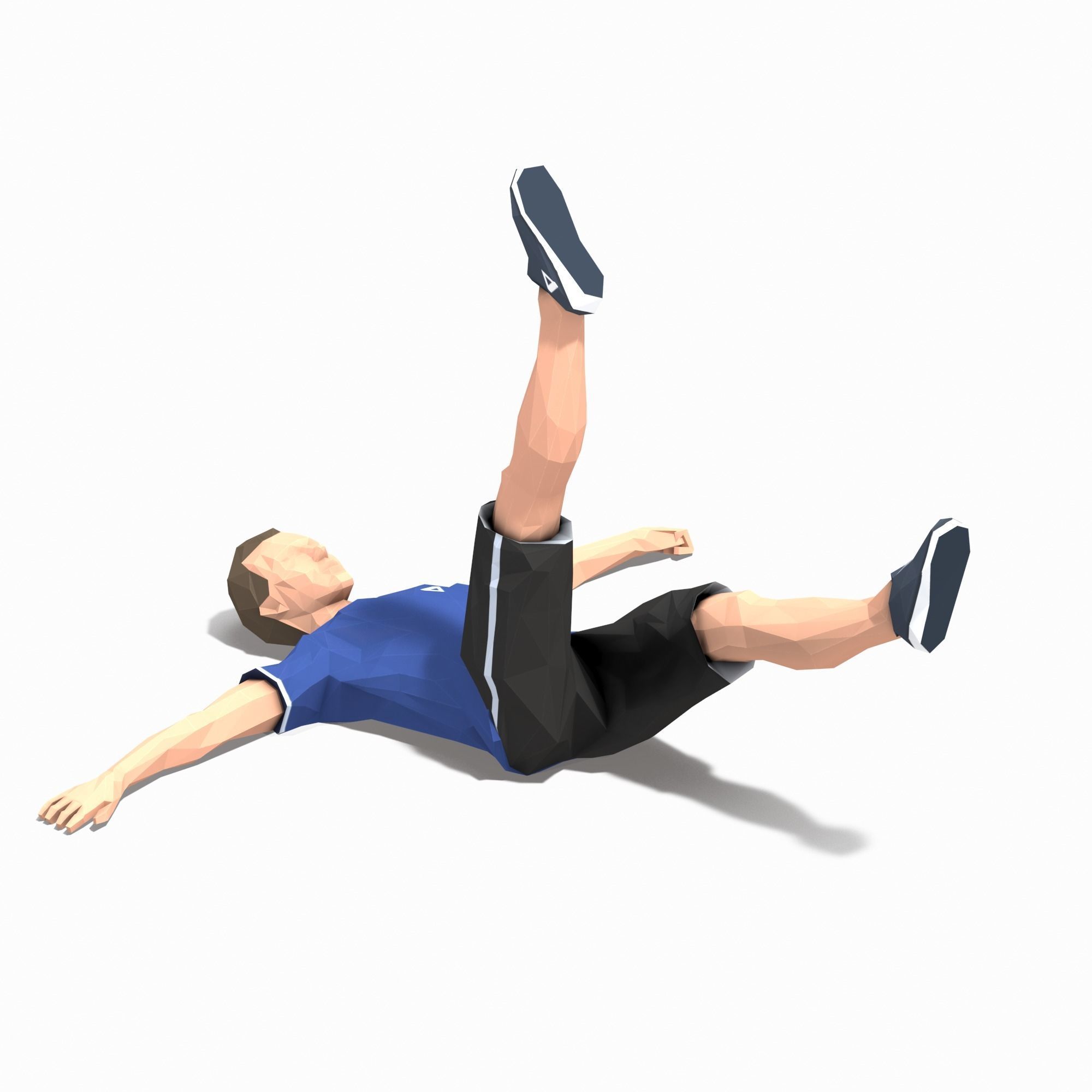single leg raiser Exercise Man Animation Low-poly 3D model_11