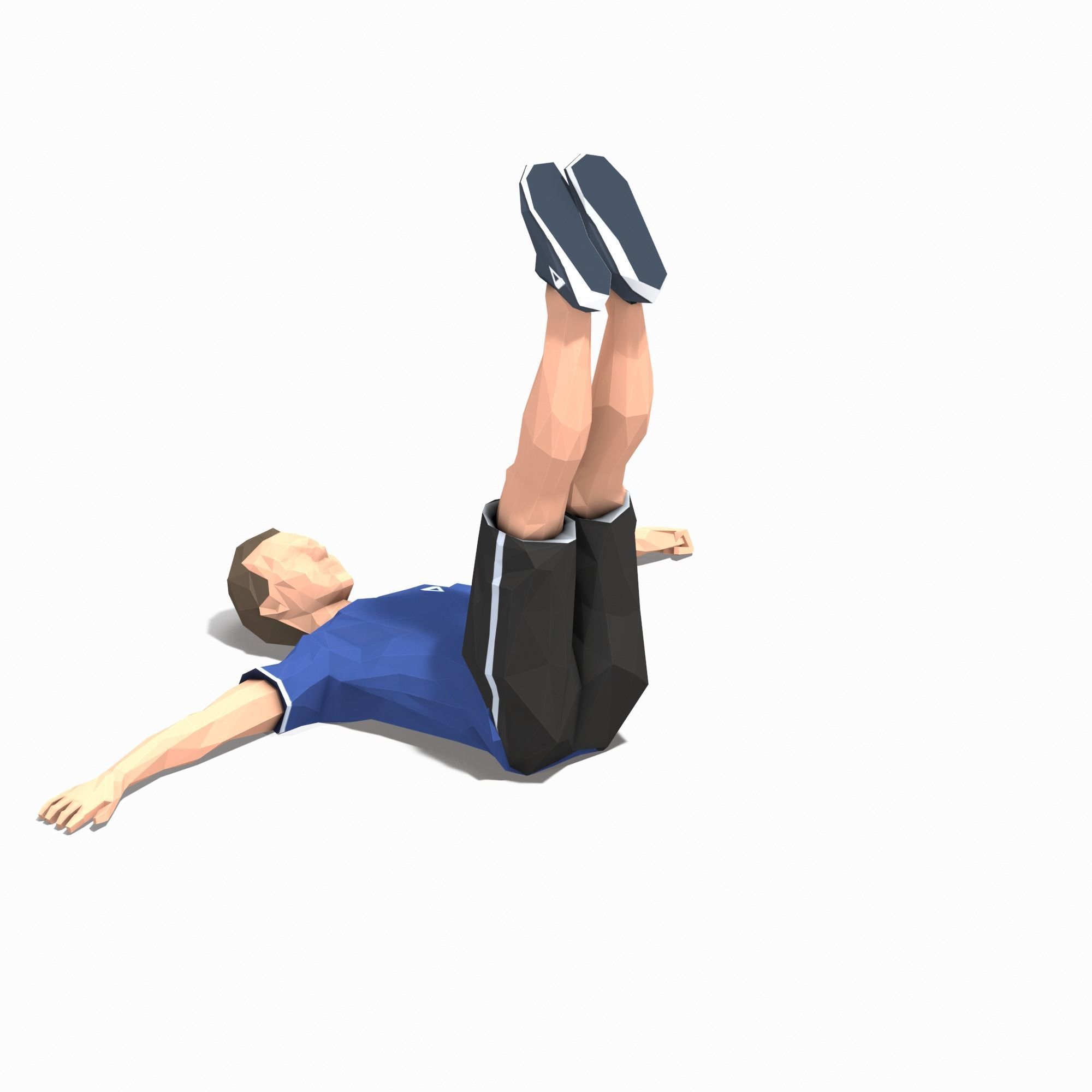 single leg raiser Exercise Man Animation Low-poly 3D model_7