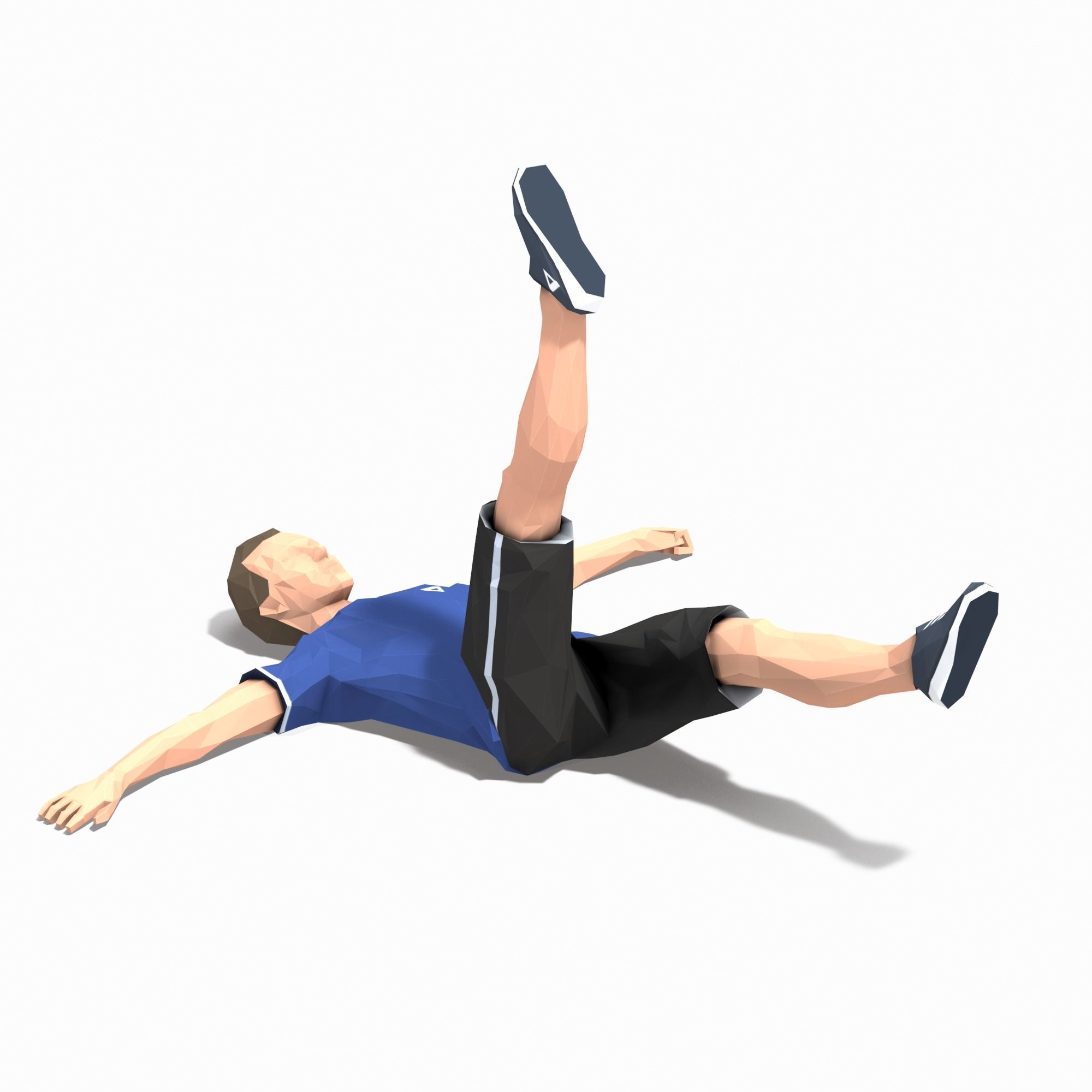 single leg raiser Exercise Man Animation Low-poly 3D model_9