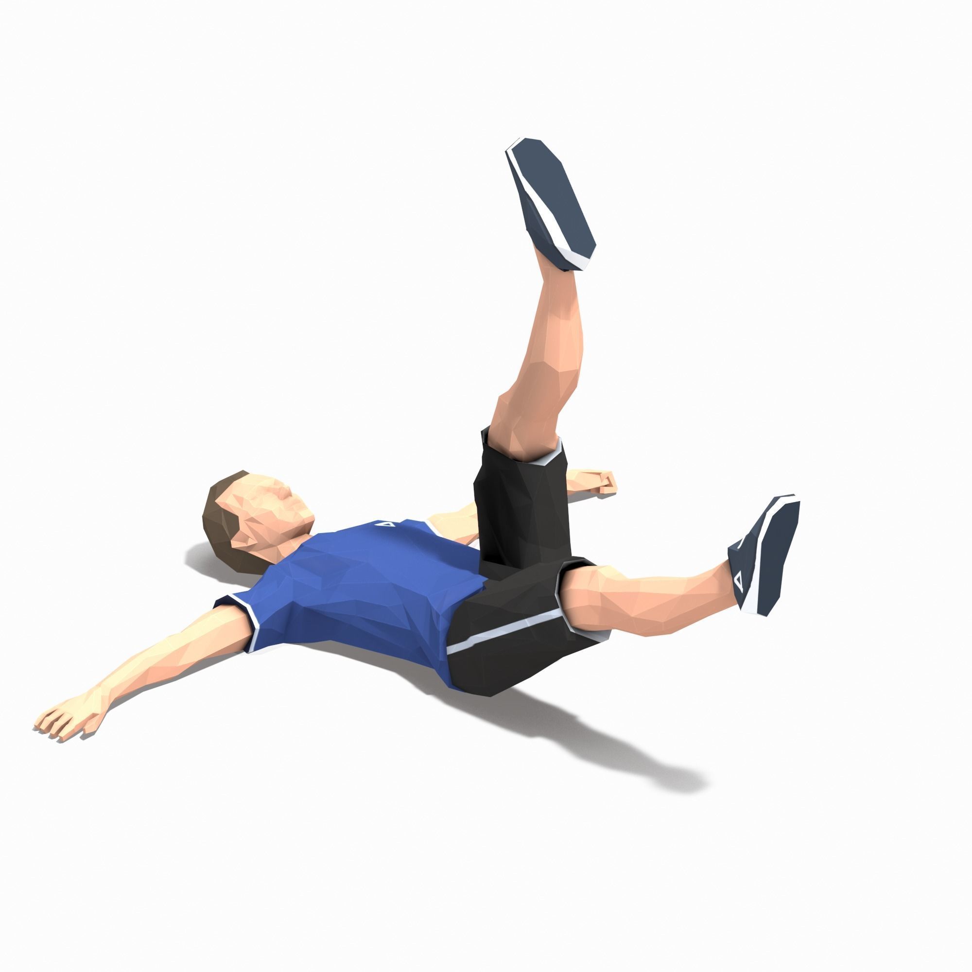 single leg raiser Exercise Man Animation Low-poly 3D model_5