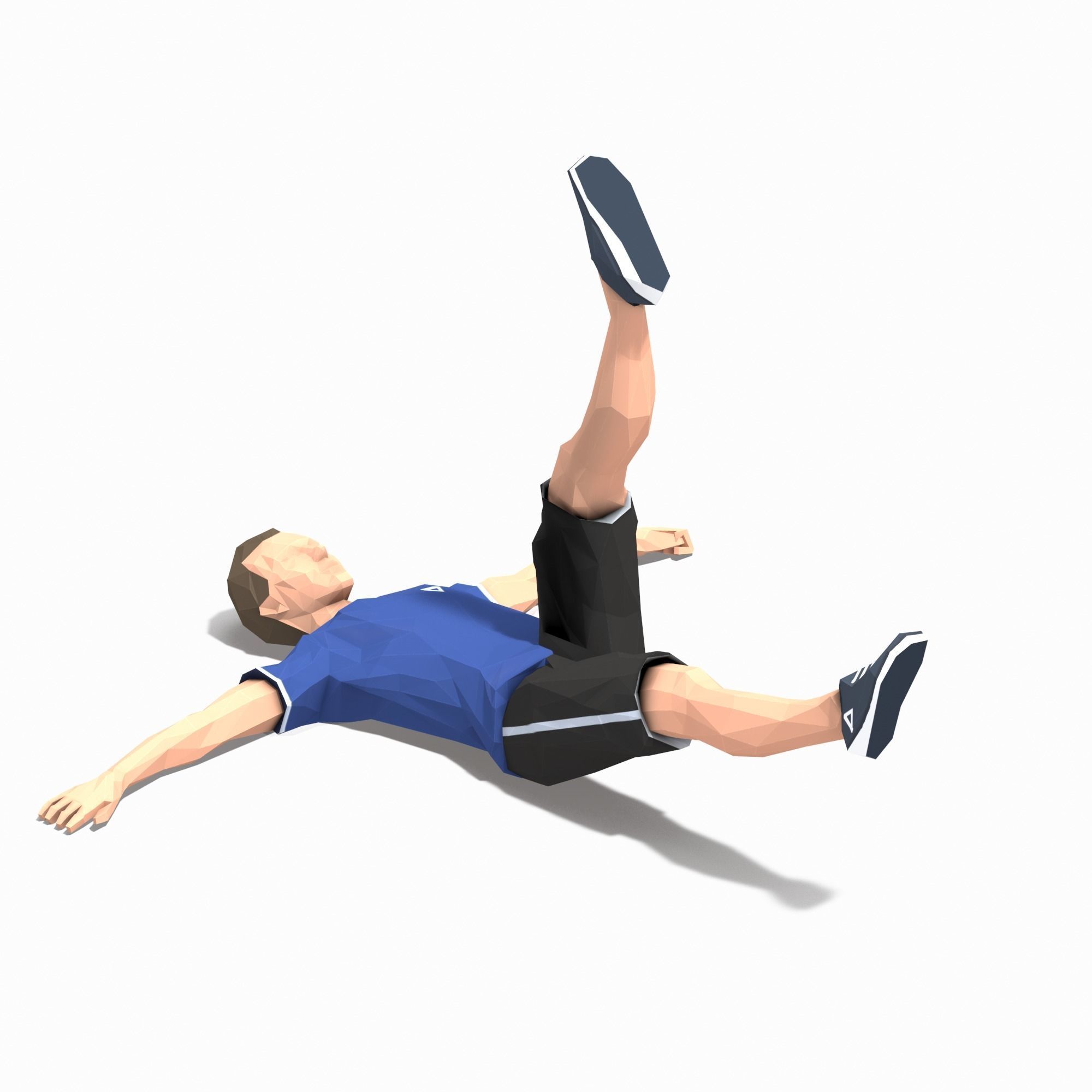single leg raiser Exercise Man Animation Low-poly 3D model_3