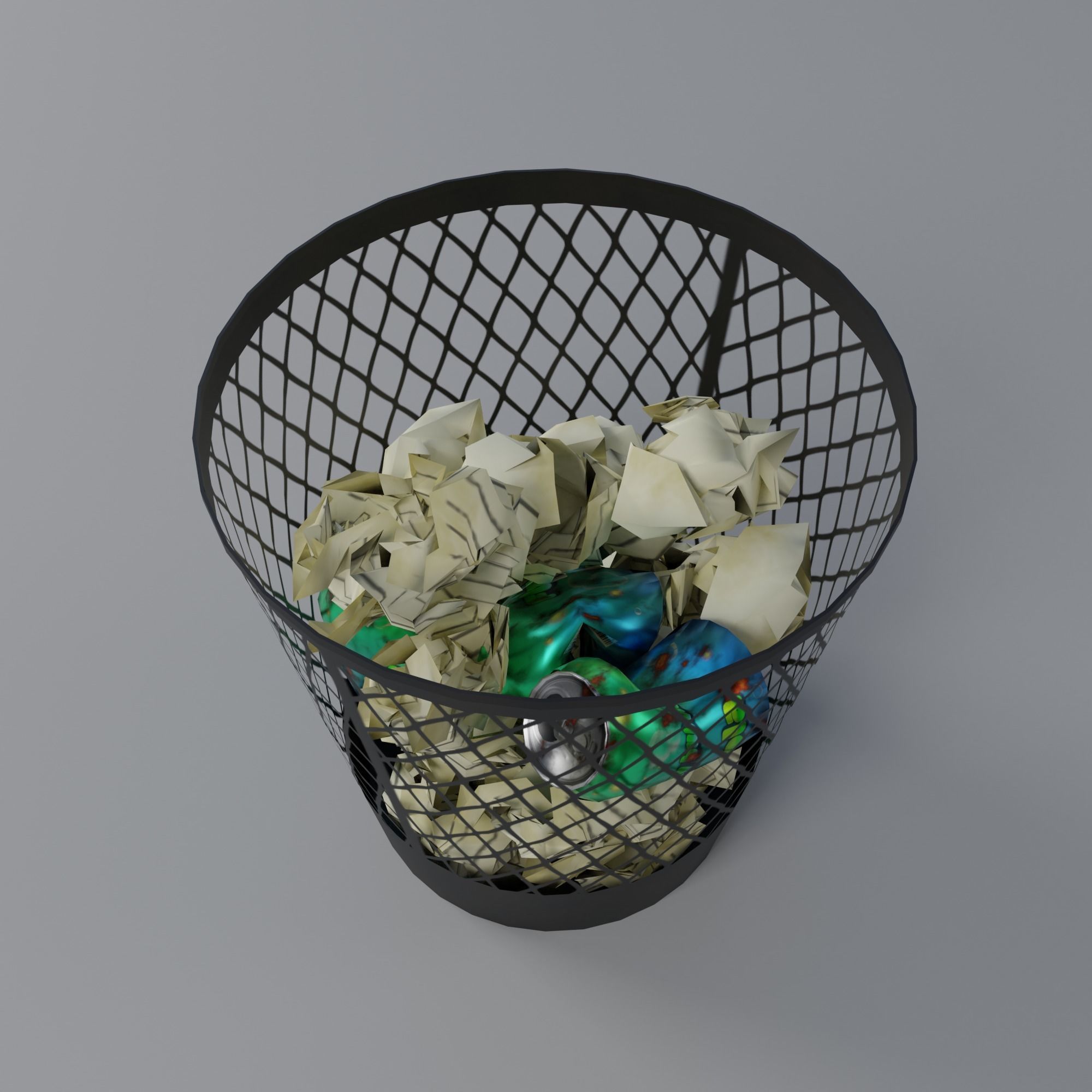 Trash Bin Low-poly 3D model_1