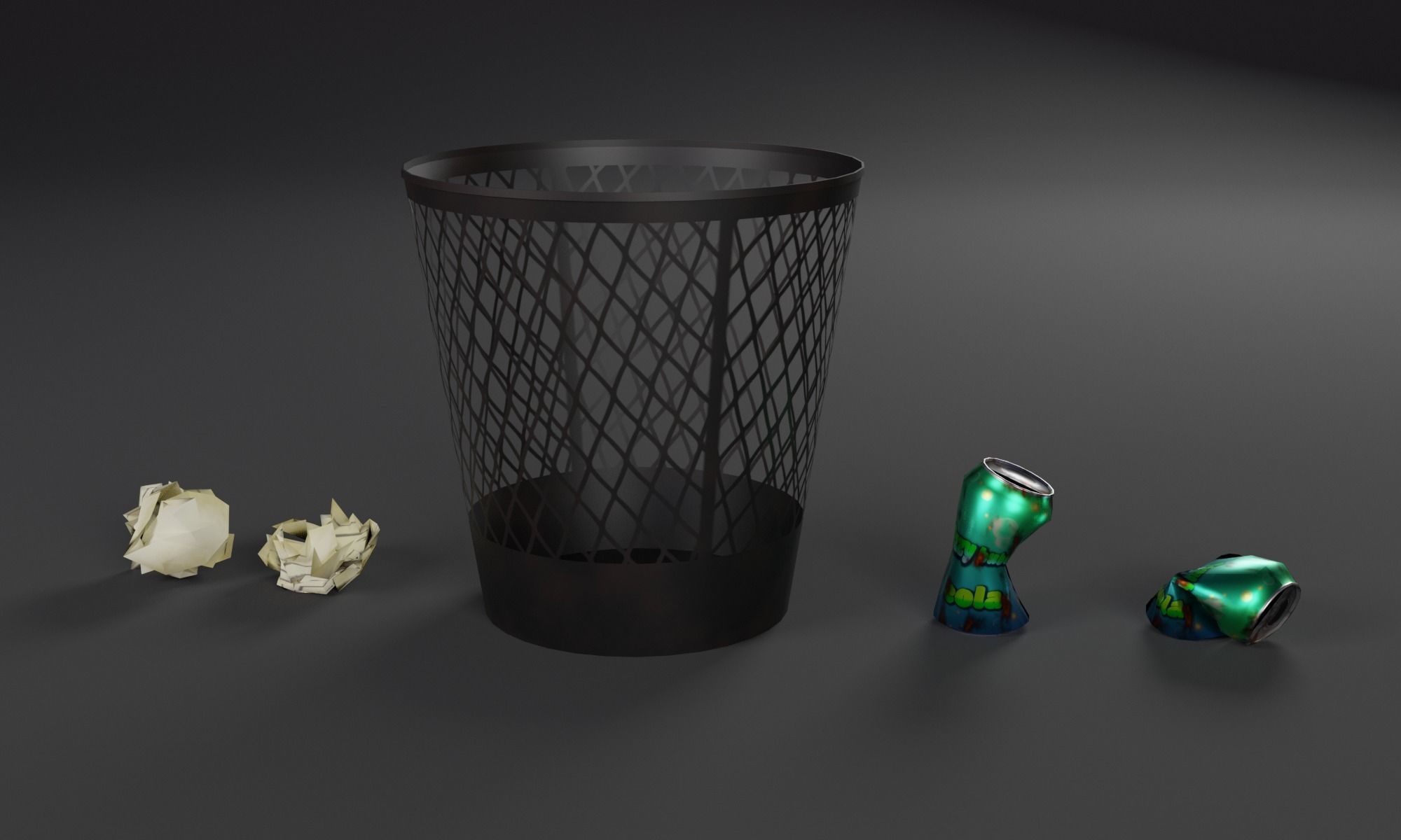 Trash Bin Low-poly 3D model_2