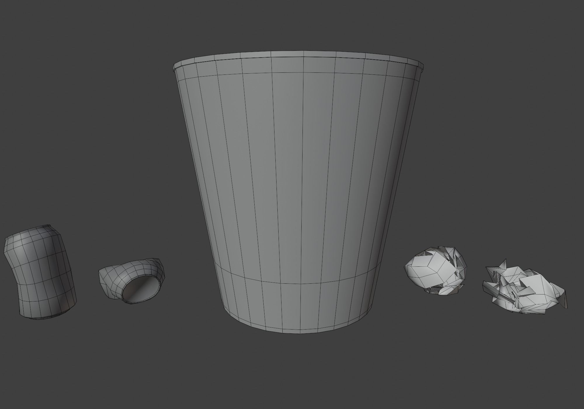 Trash Bin Low-poly 3D model_8