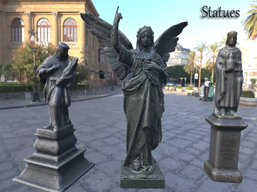 Statues of saints and angels Low-poly 3D model_0