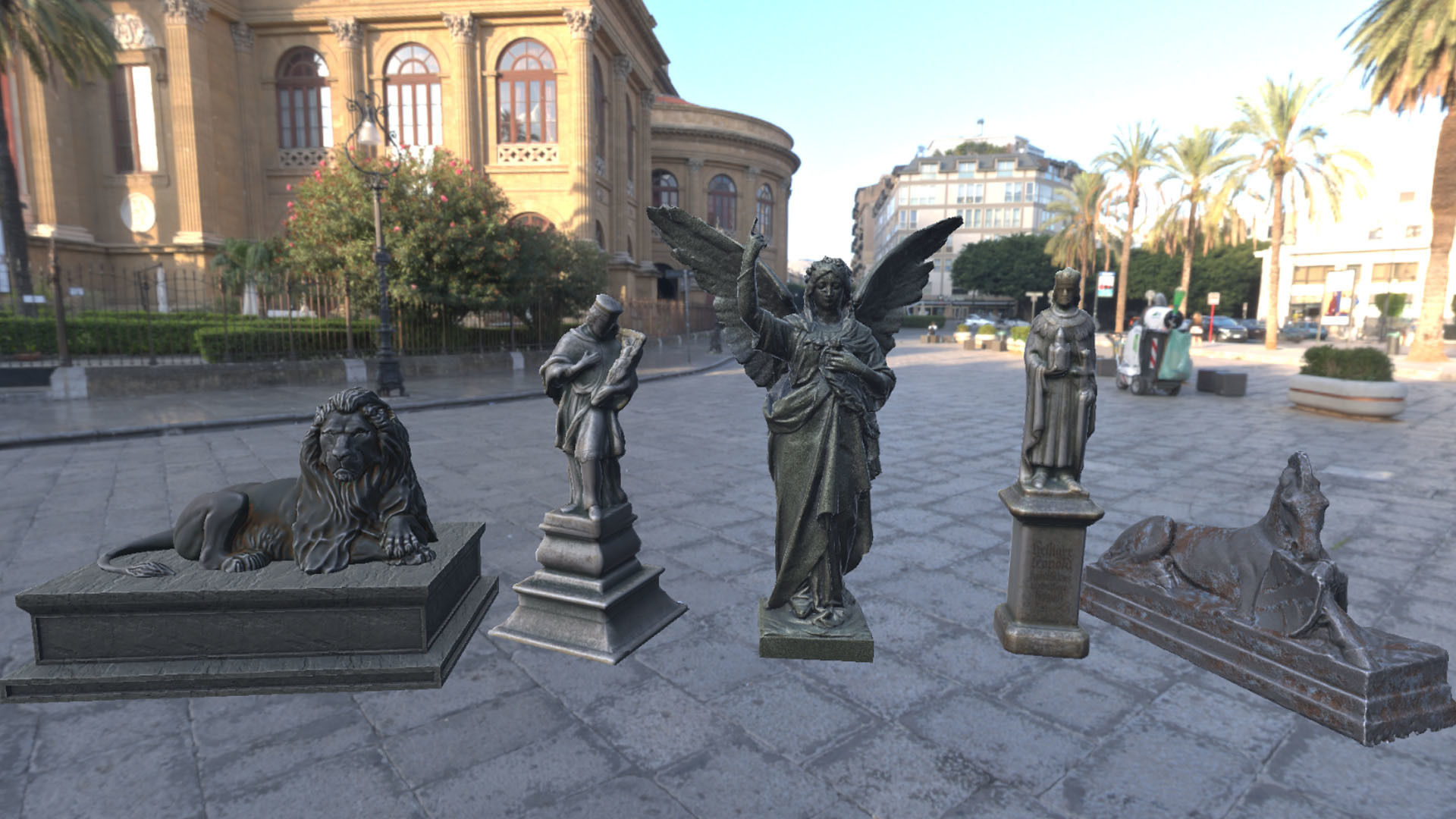 Statues of saints and angels Low-poly 3D model_1