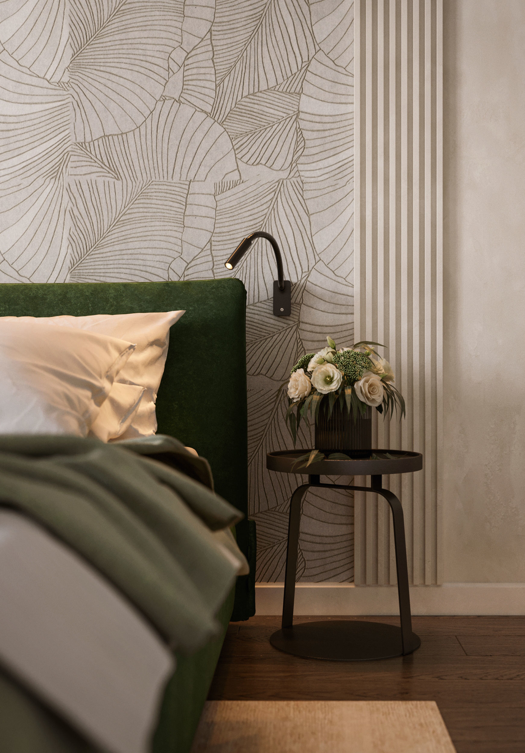 Modern bedroom interior scene 3D model_2