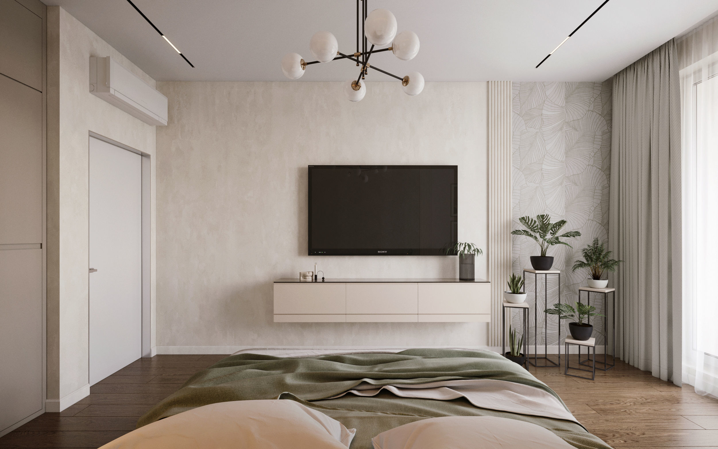 Modern bedroom interior scene 3D model_4
