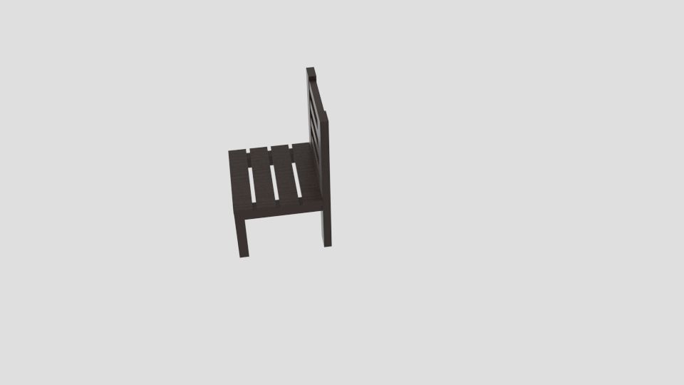  Chair Wood Low-poly 3D model_1