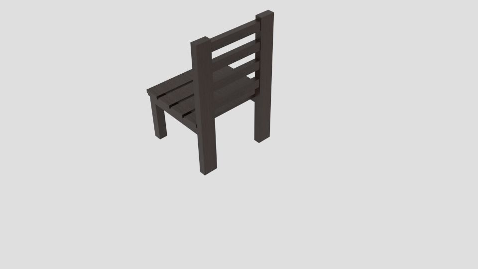  Chair Wood Low-poly 3D model_2