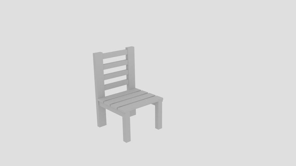  Chair Wood Low-poly 3D model_4