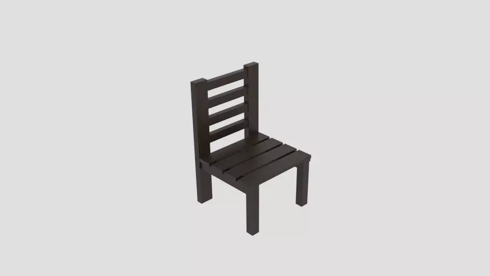  Chair Wood Low-poly 3D model_0