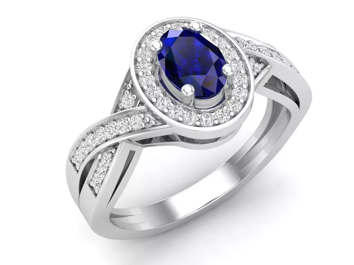 6 X 4 ovel and round Diamond ring for woman 3D print model