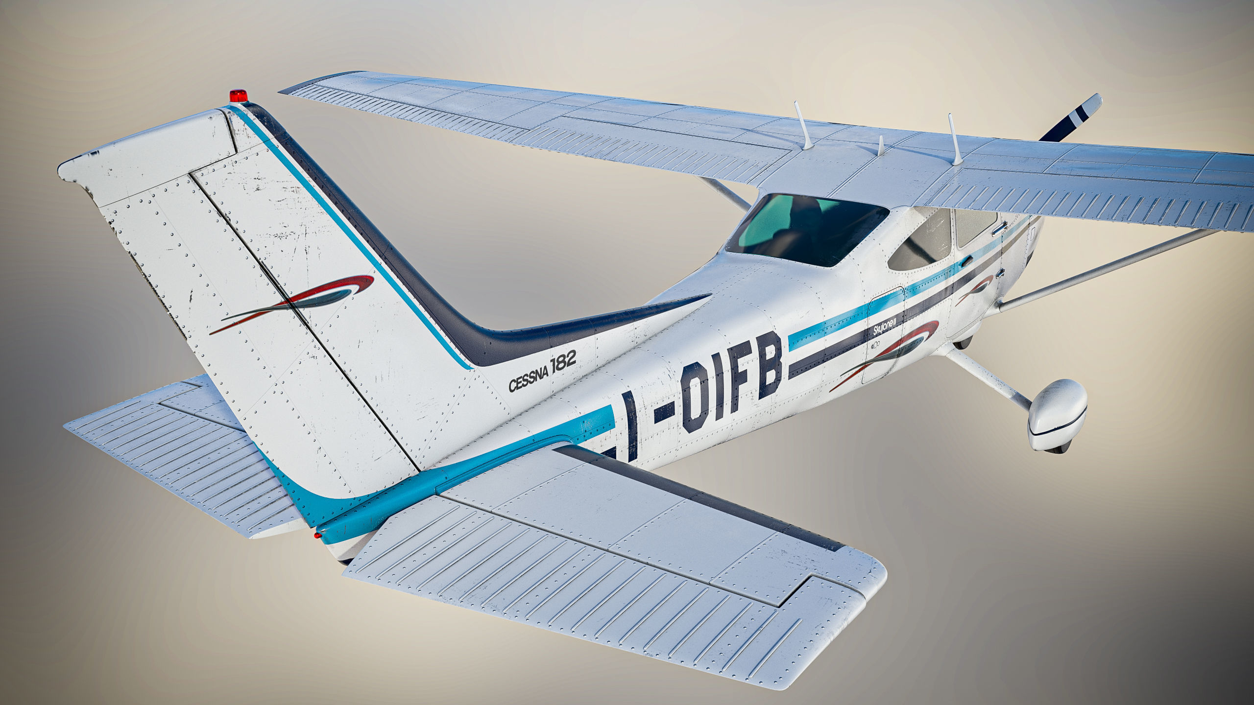 Ultralight Airplane Cessna 182 Skylane Low-poly 3D model_6