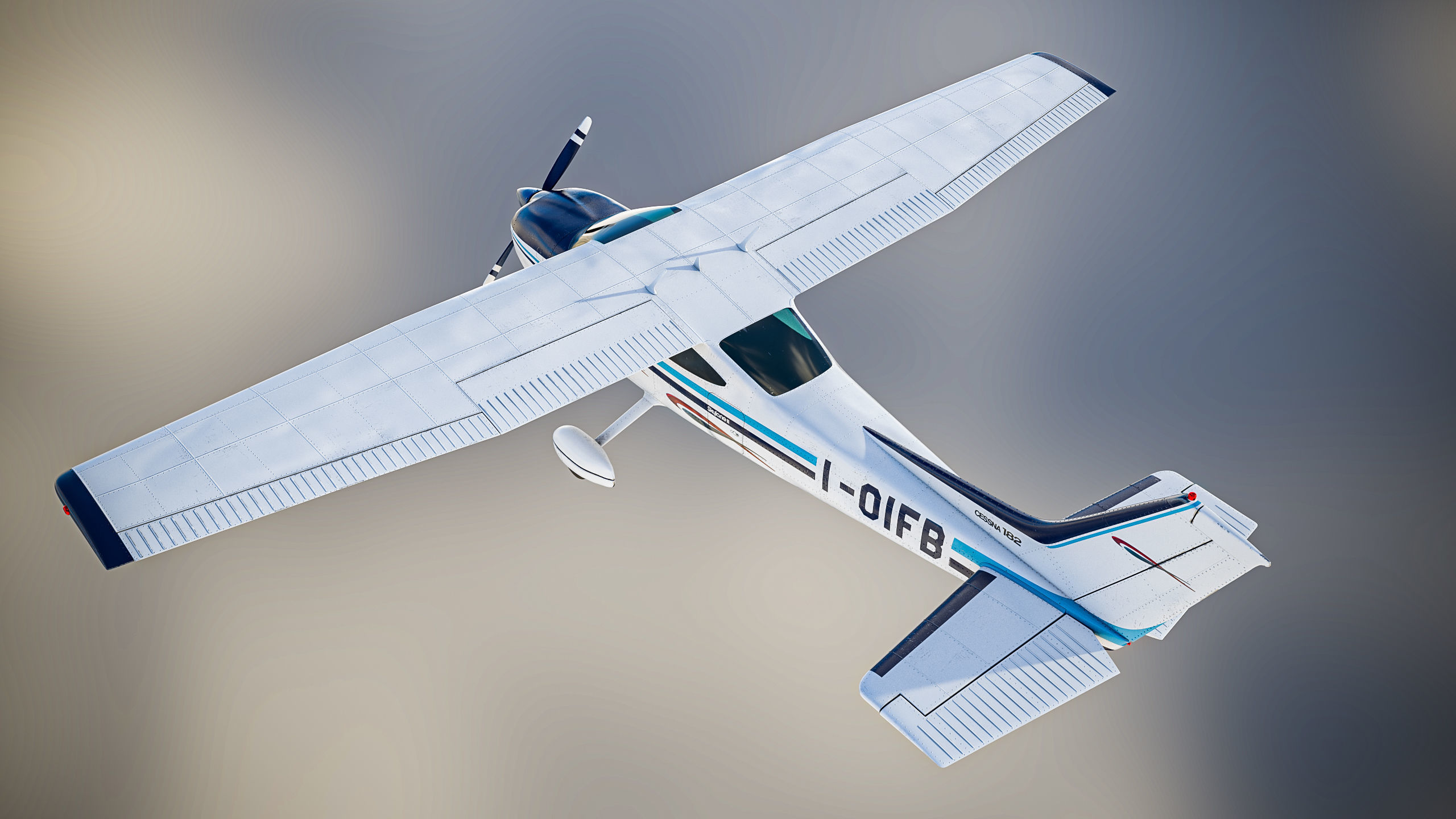 Ultralight Airplane Cessna 182 Skylane Low-poly 3D model_9