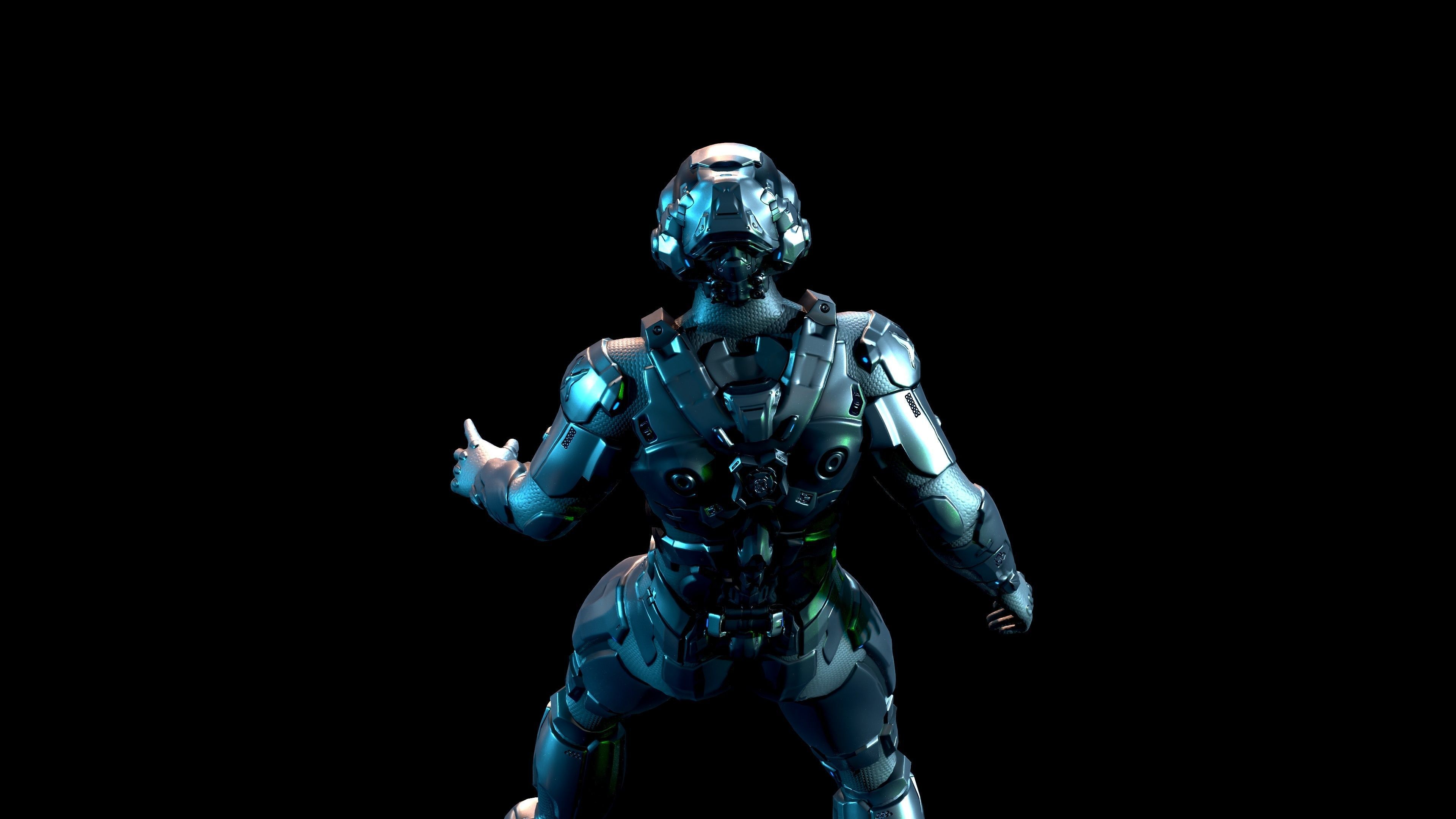 Space trooper Low-poly 3D model_15