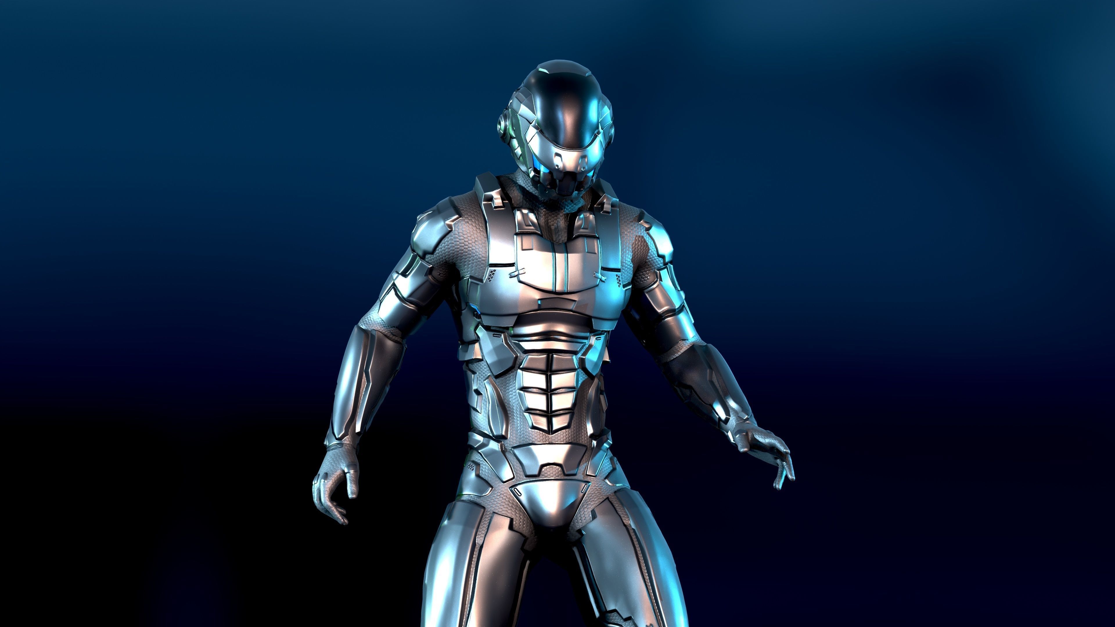 Space trooper Low-poly 3D model_5