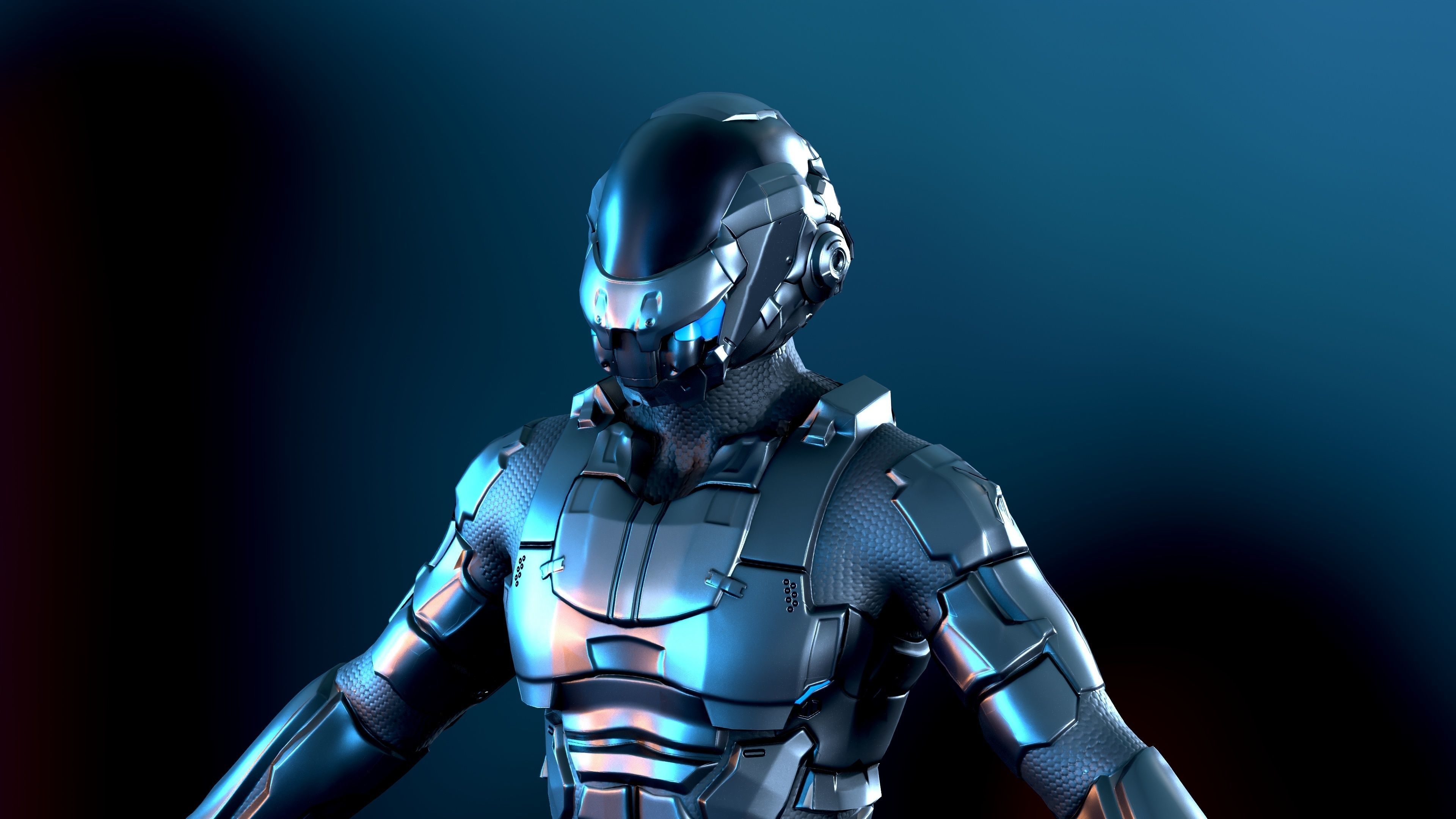 Space trooper Low-poly 3D model_0
