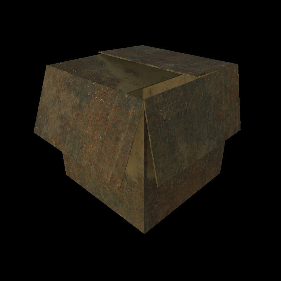 Dirty Cardboard Box Prop Low-poly 3D model_1
