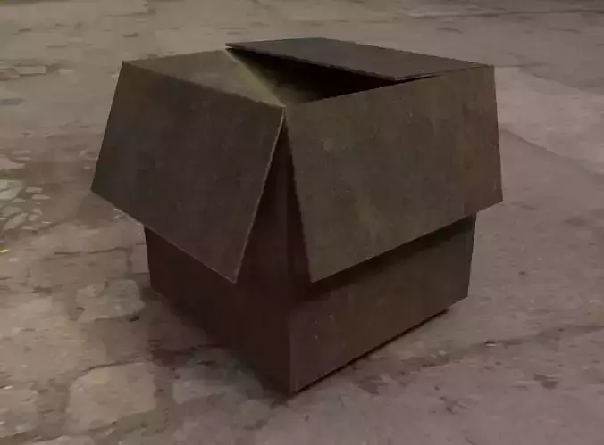 Dirty Cardboard Box Prop Low-poly 3D model