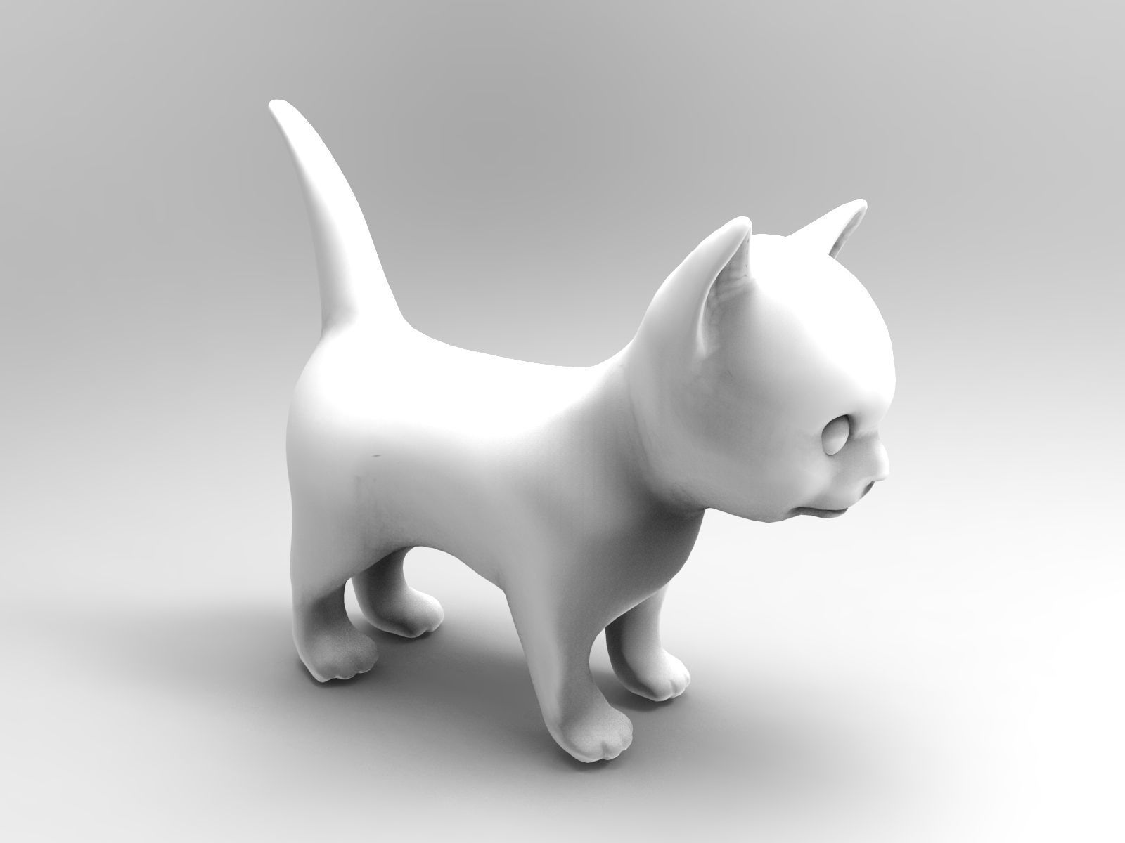 Fur Cute Cat kitten Gray 02 No Rig Low-poly 3D model_7