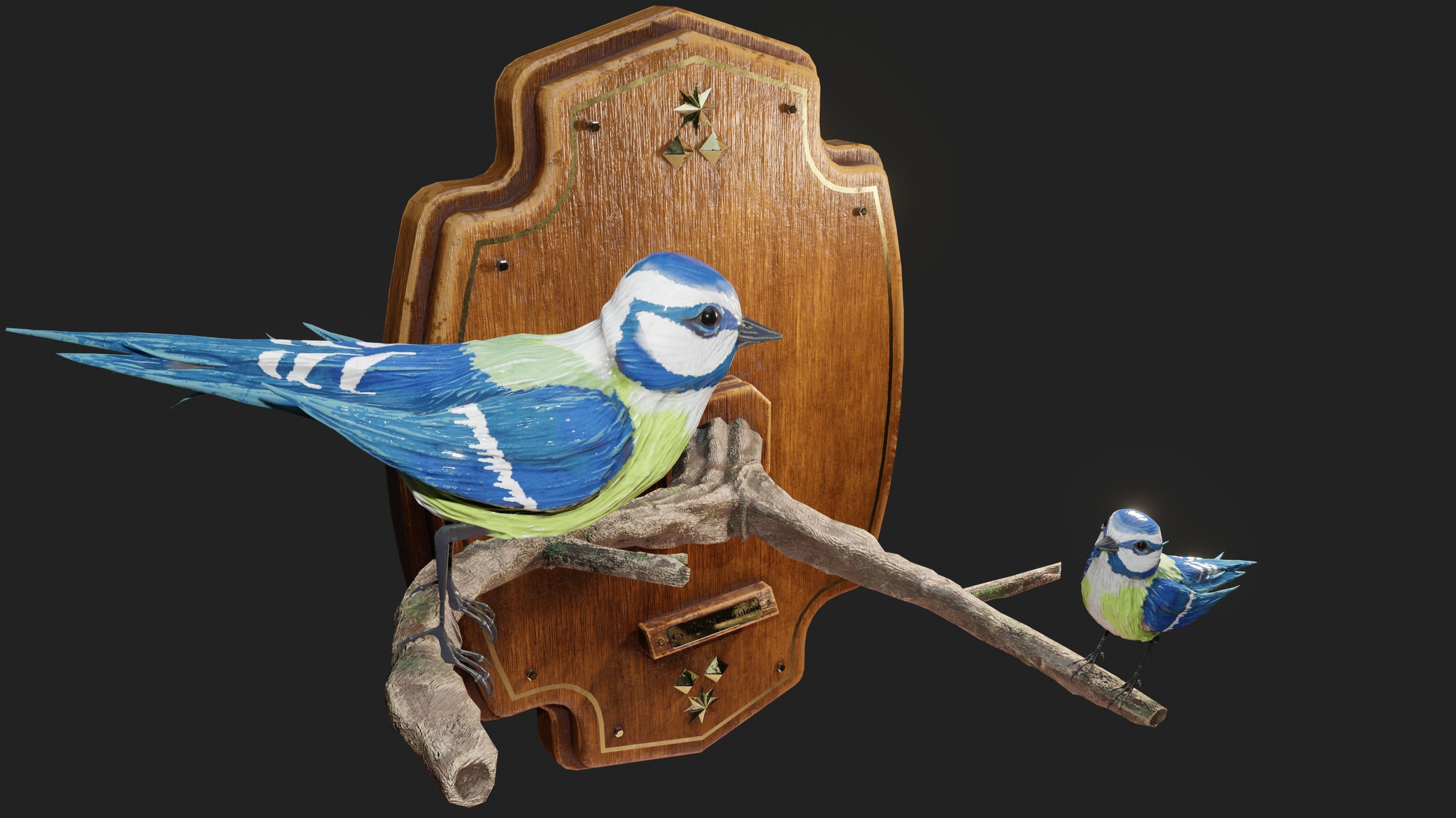 Stuffed Bird Wall Decoration  Low-poly 3D model_14