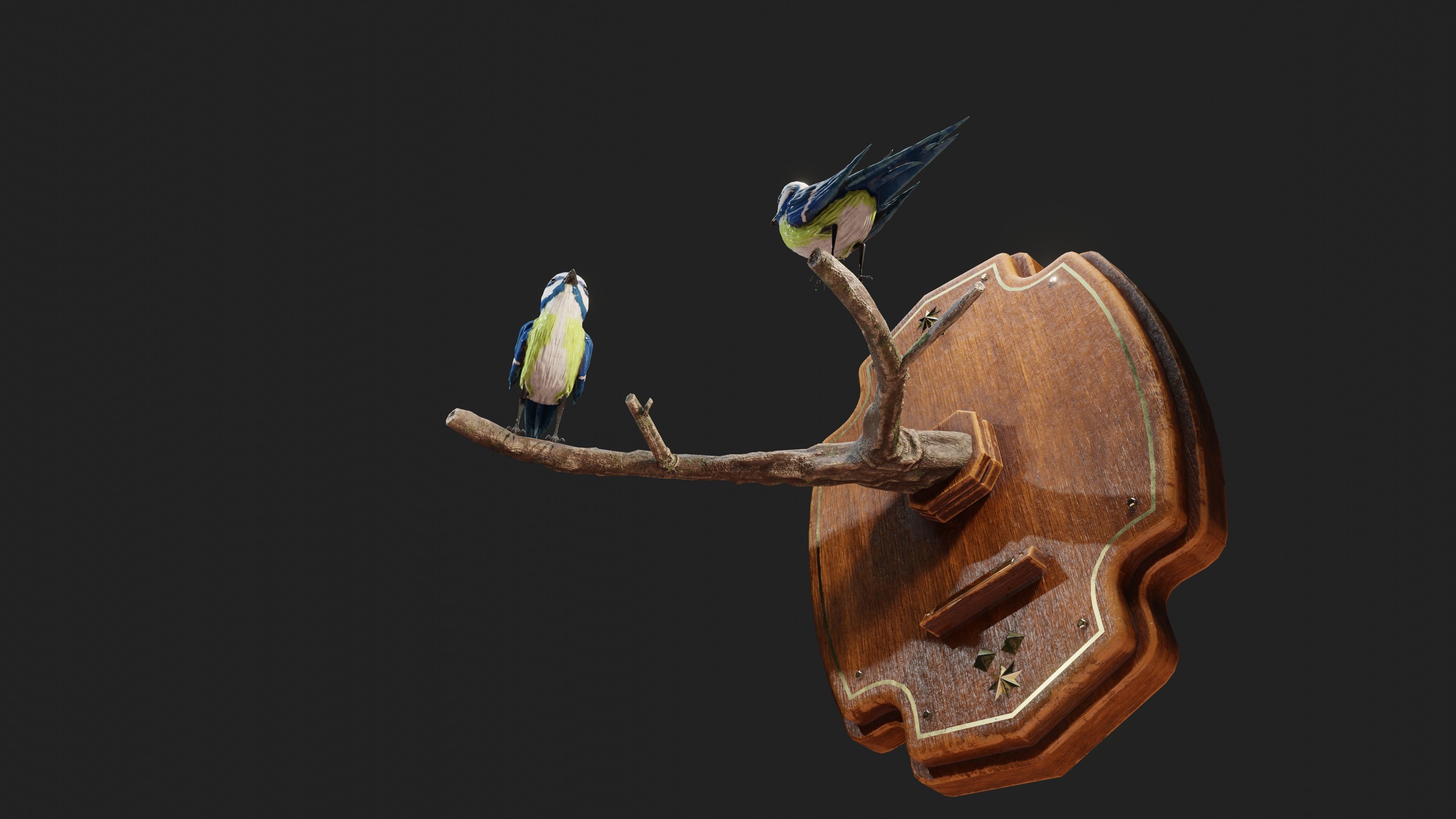 Stuffed Bird Wall Decoration  Low-poly 3D model_8