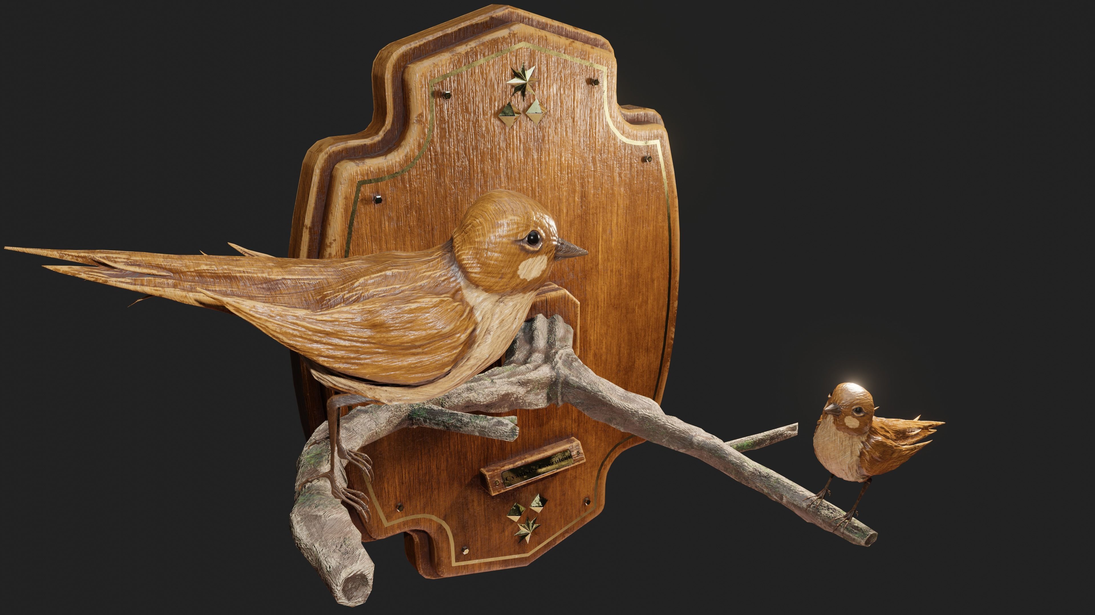 Stuffed Bird Wall Decoration  Low-poly 3D model_15