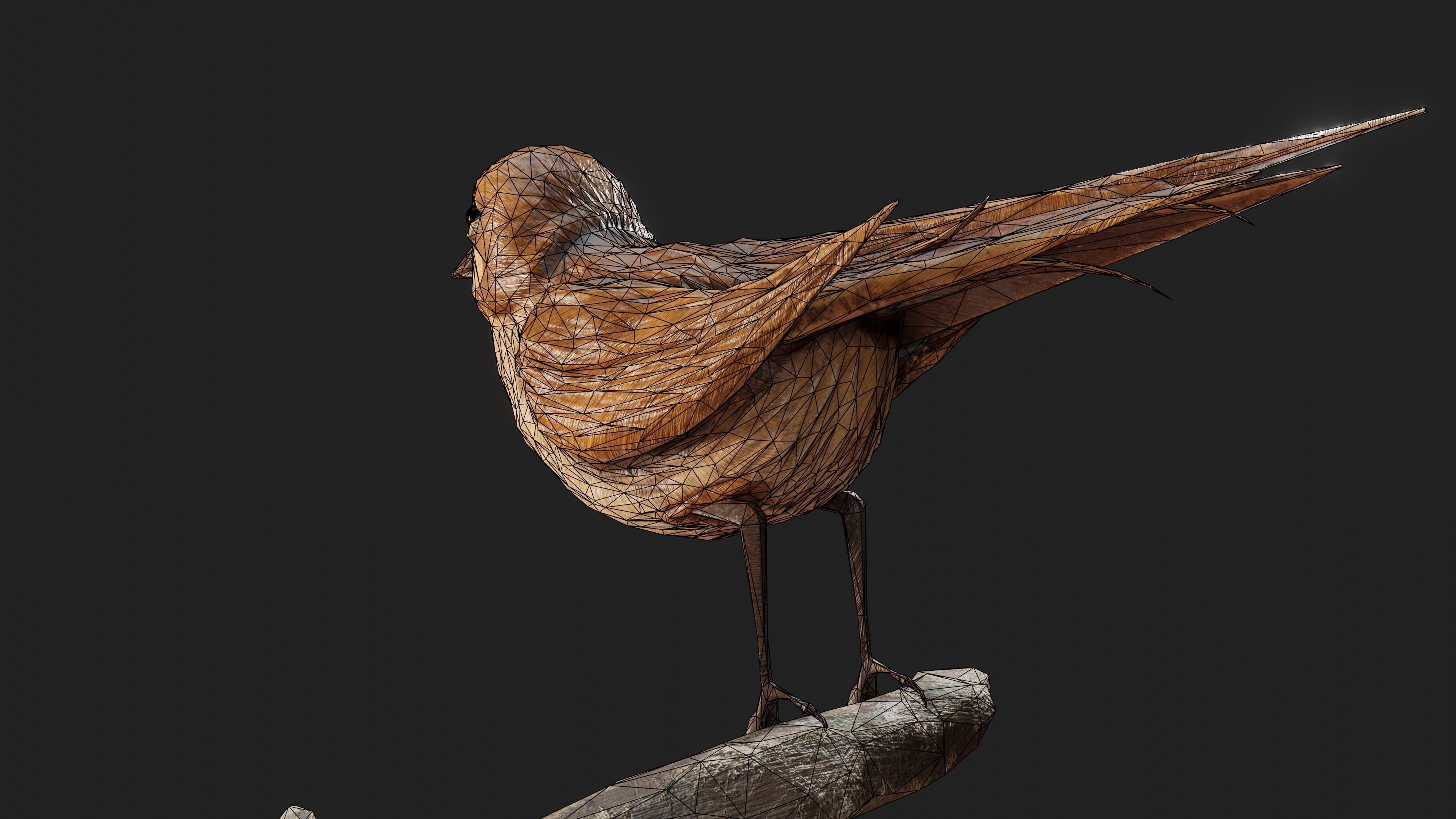 Stuffed Bird Wall Decoration  Low-poly 3D model_38